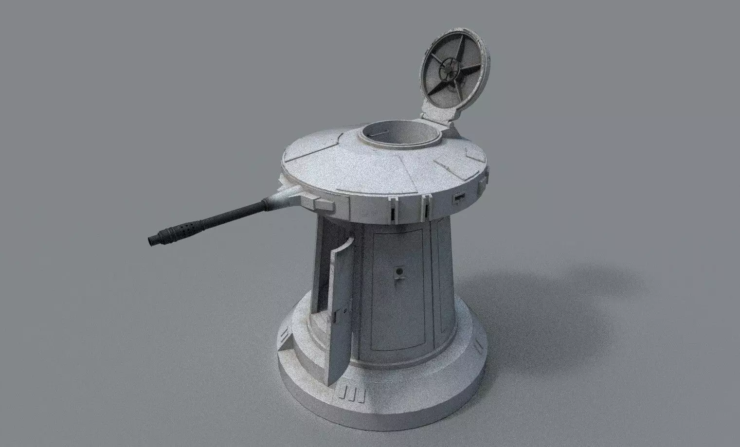 TurretGun Low-poly 3D model_7