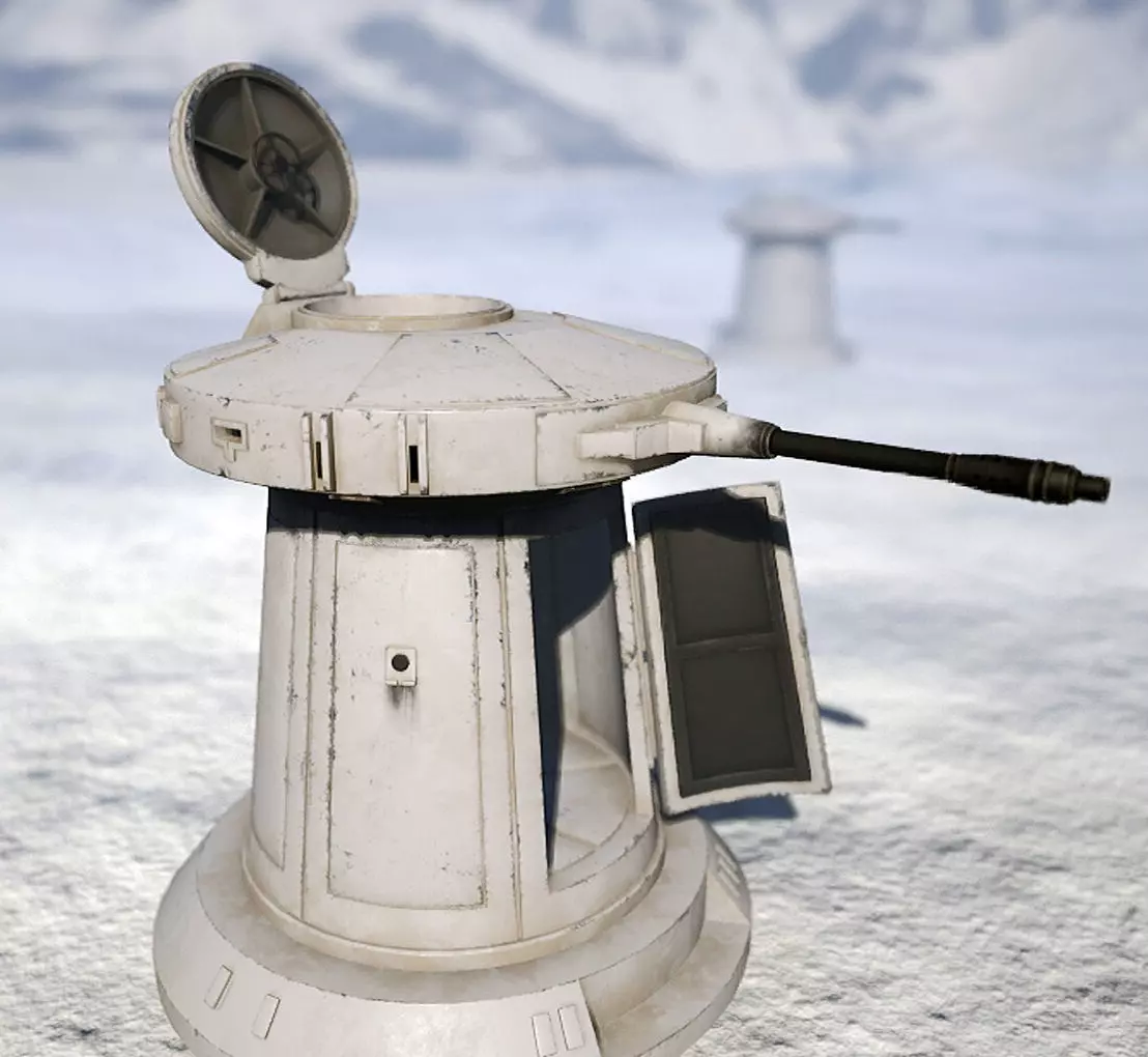 TurretGun Low-poly 3D model_2