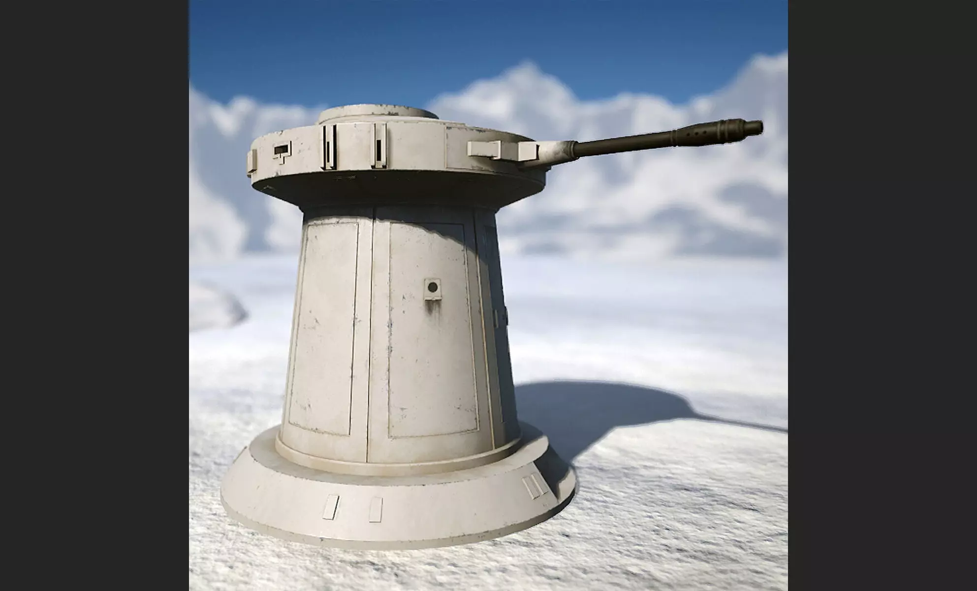 TurretGun Low-poly 3D model_0