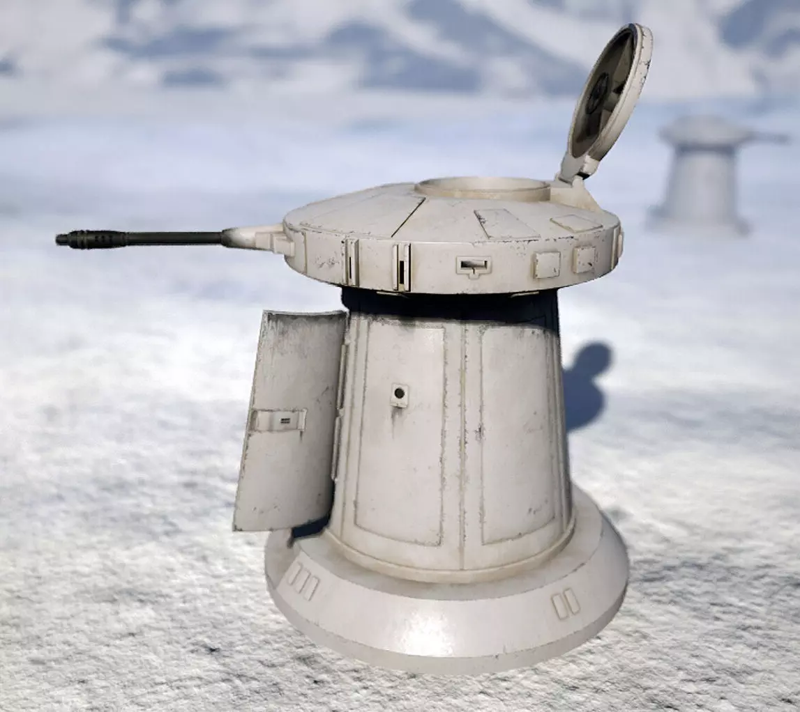 TurretGun Low-poly 3D model_1