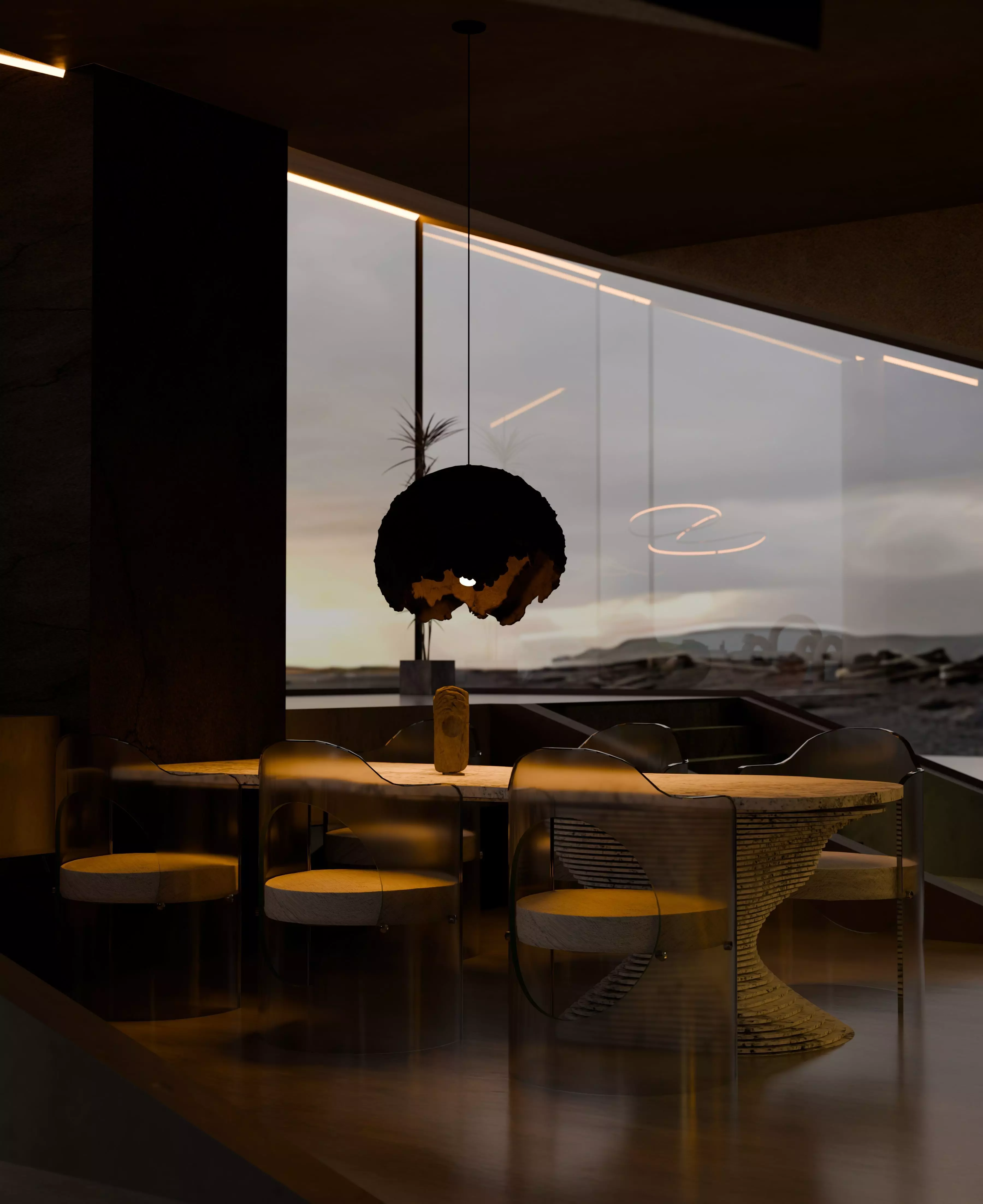 Grey Monolithic Modern House  3D model_7