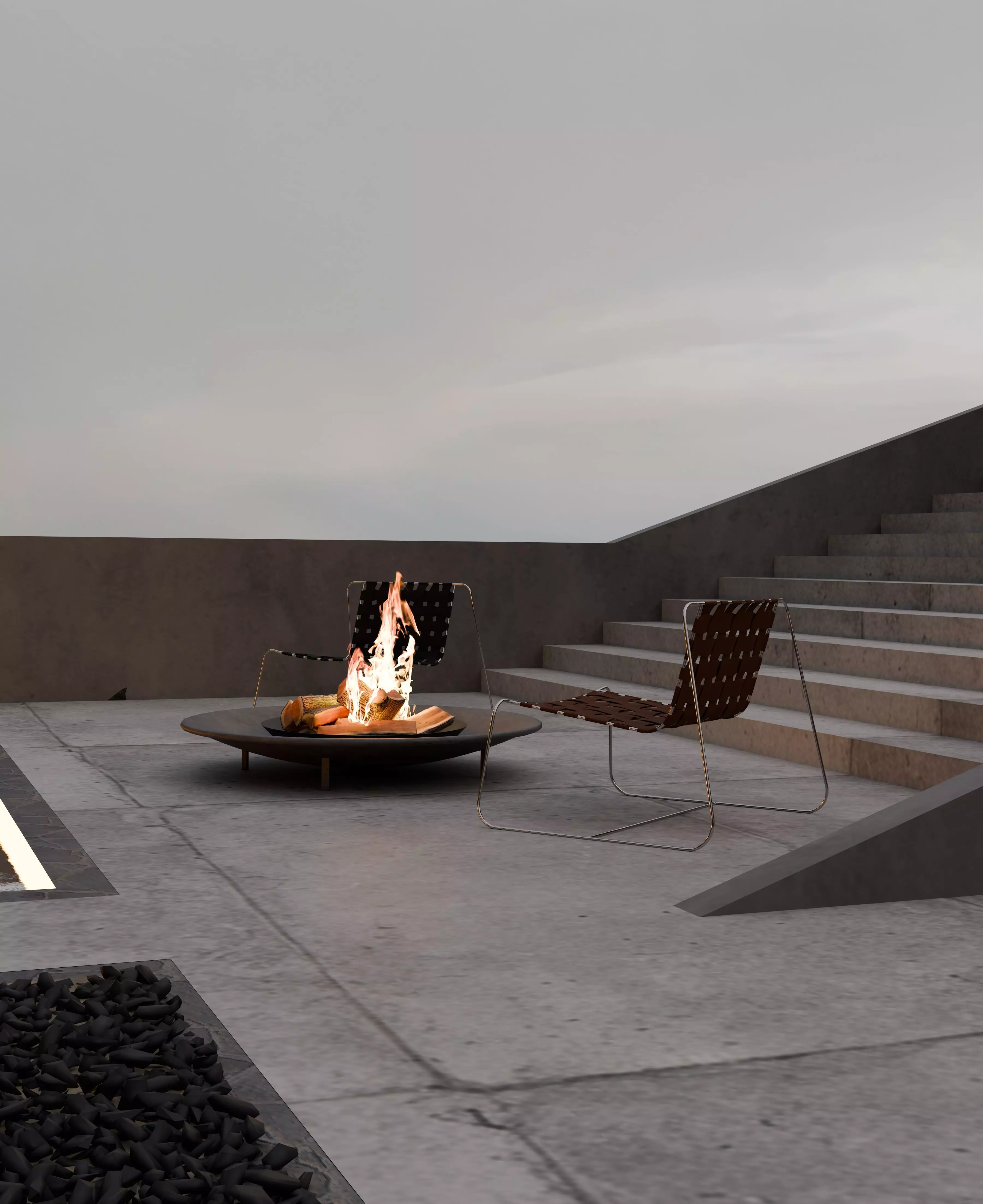 Grey Monolithic Modern House  3D model_16