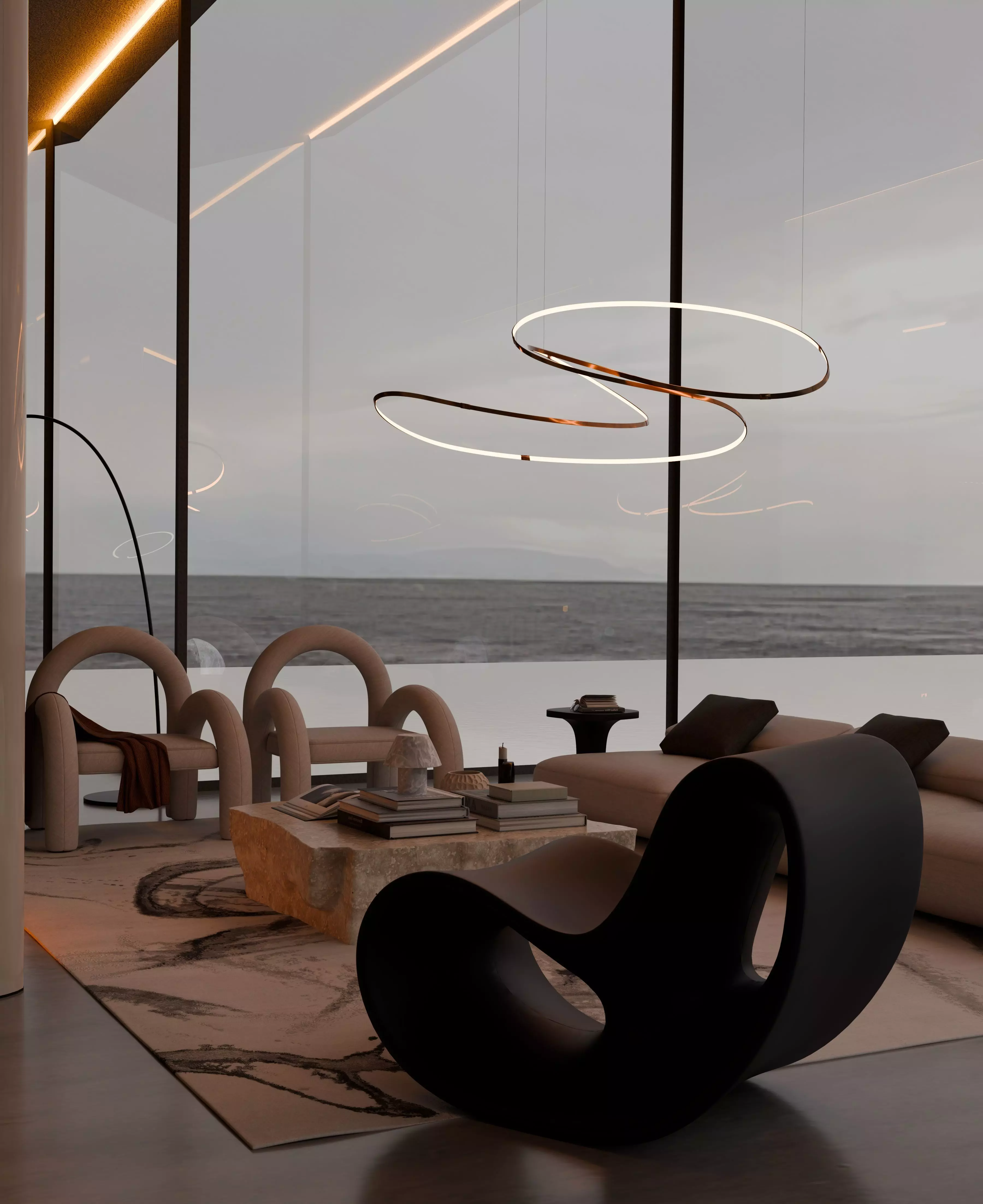 Grey Monolithic Modern House  3D model_4