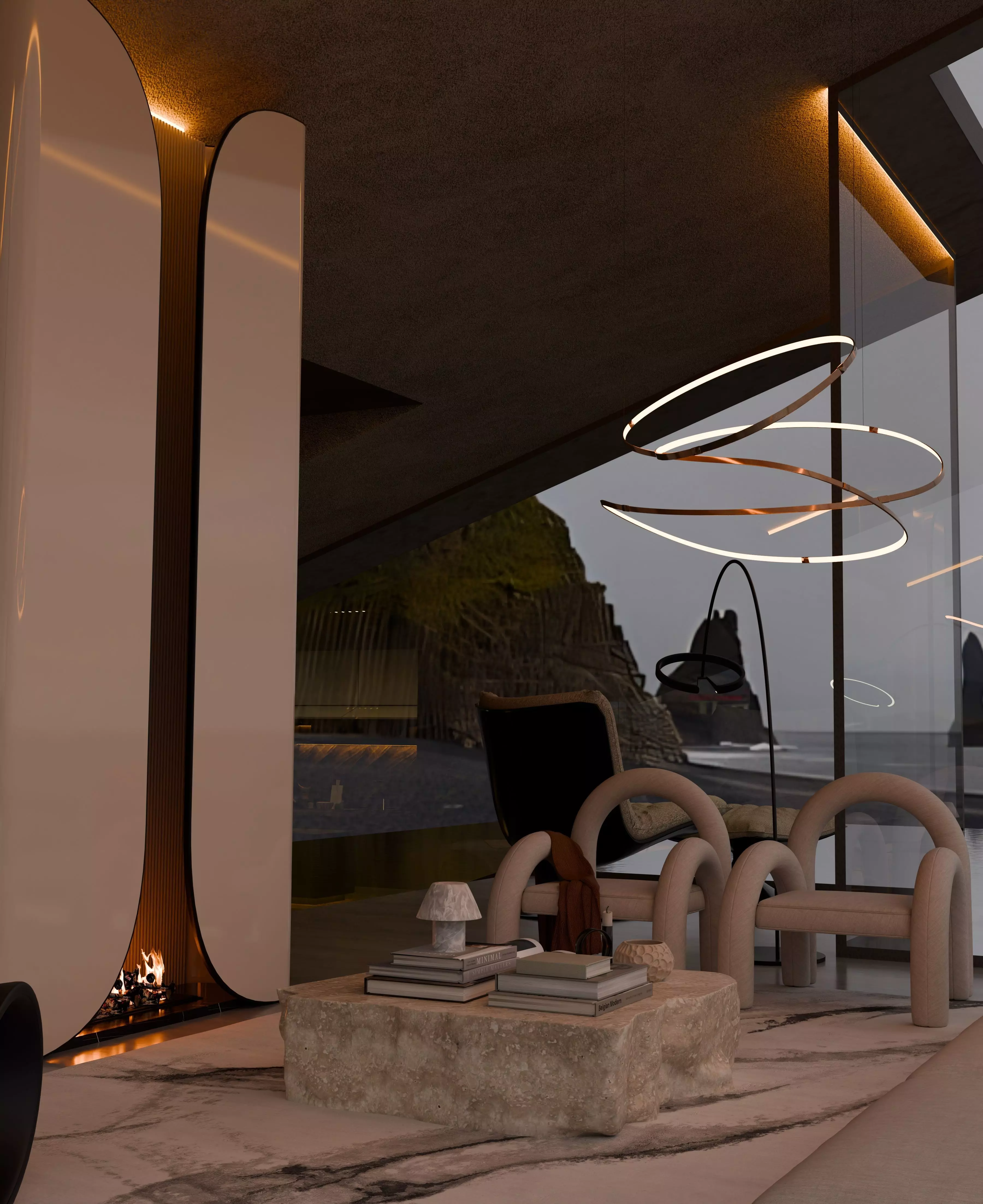 Grey Monolithic Modern House  3D model_6