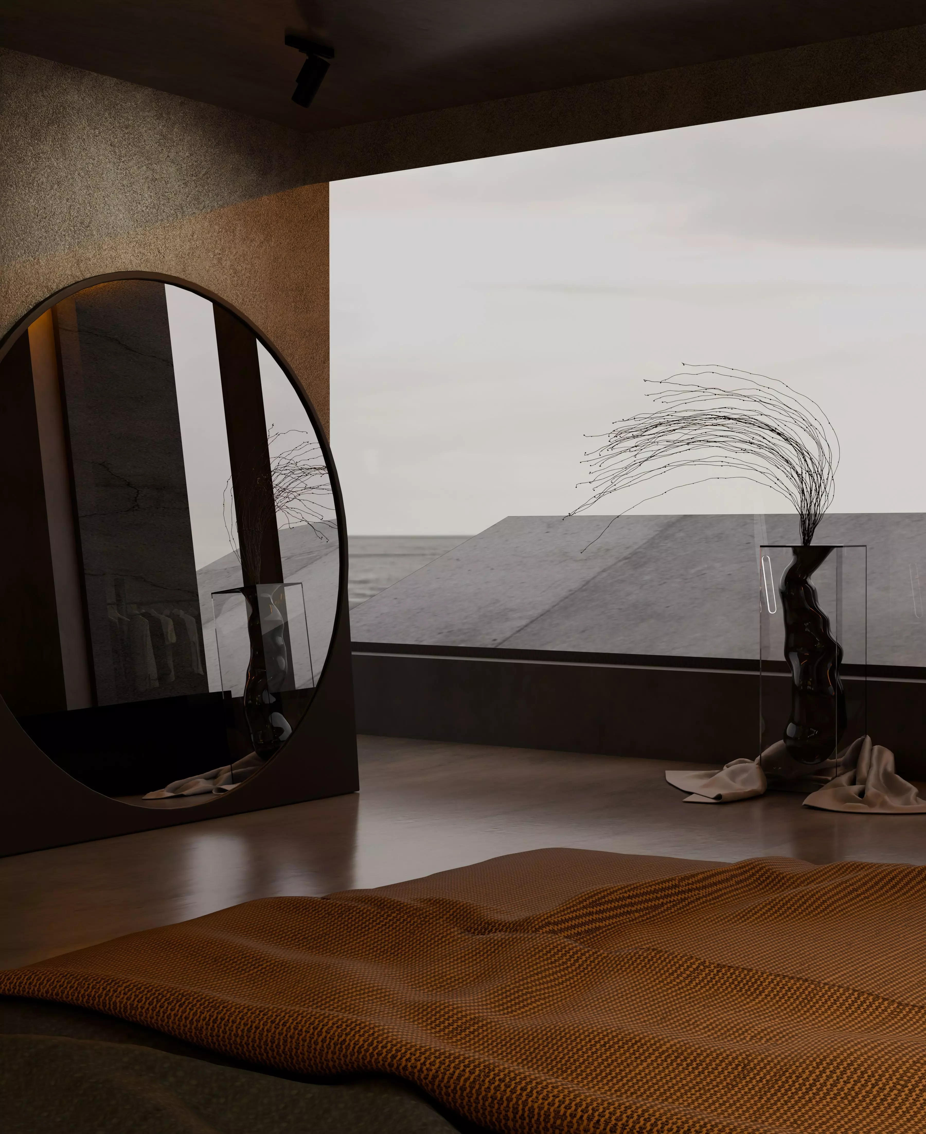 Grey Monolithic Modern House  3D model_13