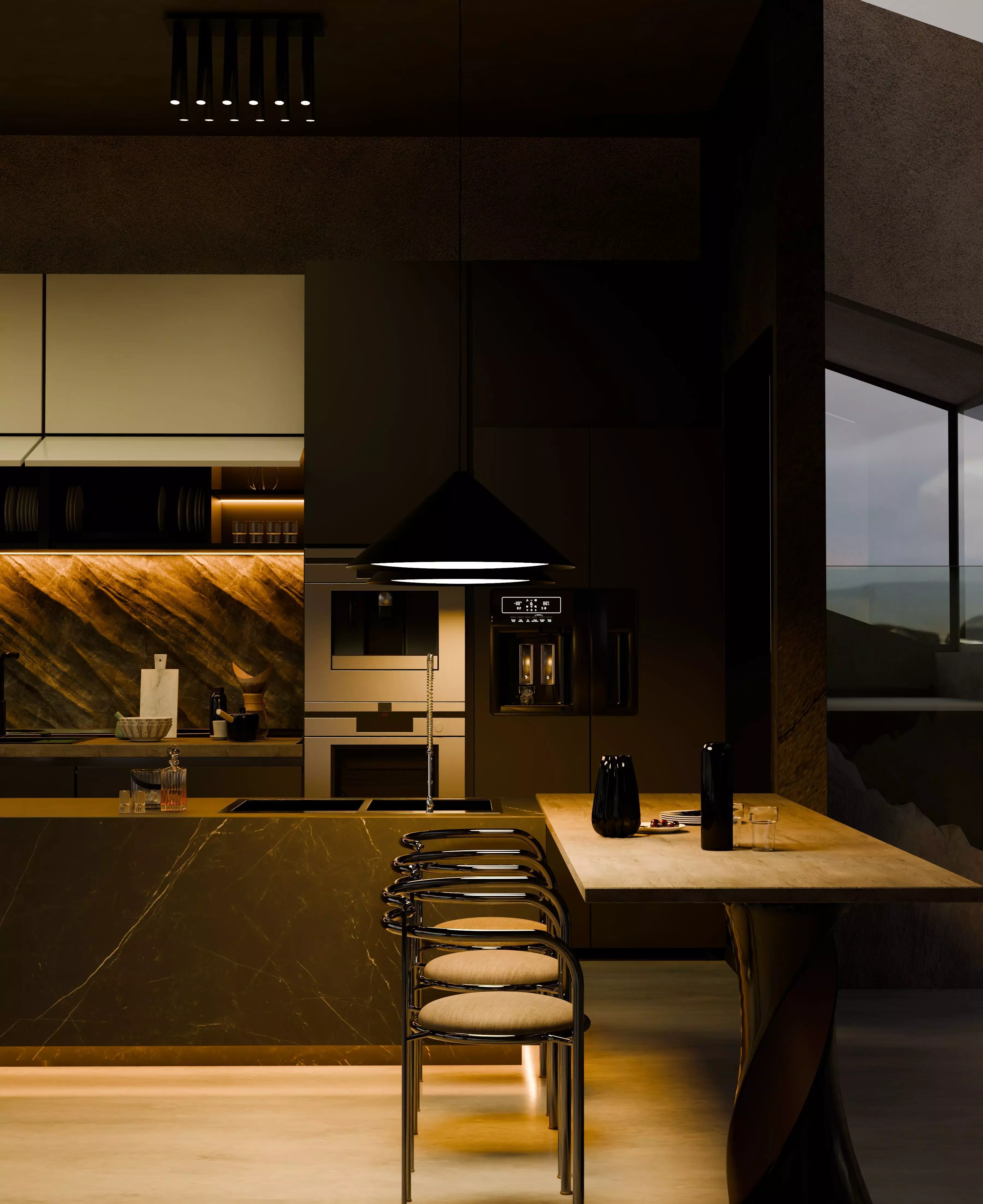 Grey Monolithic Modern House  3D model_8