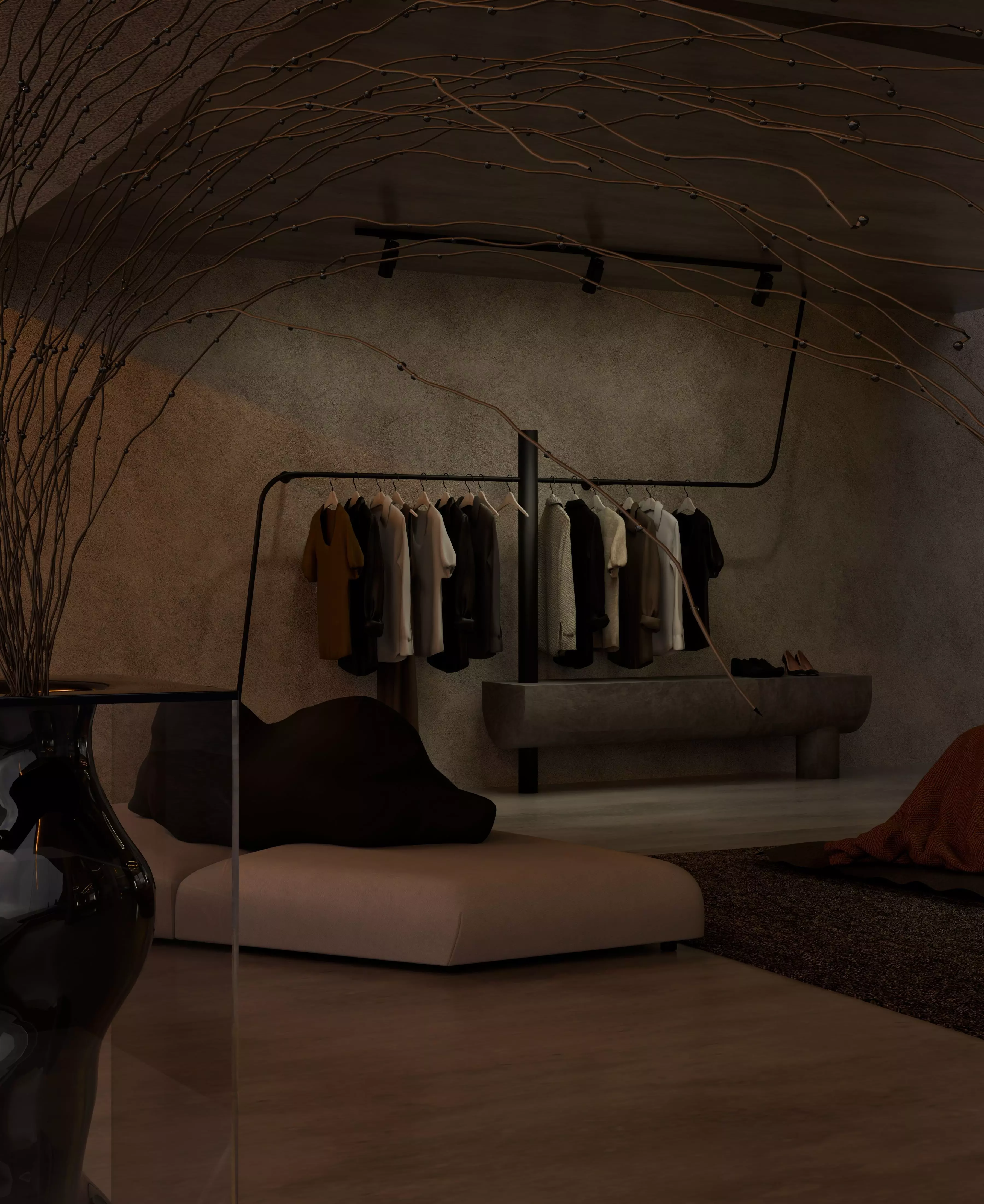 Grey Monolithic Modern House  3D model_15