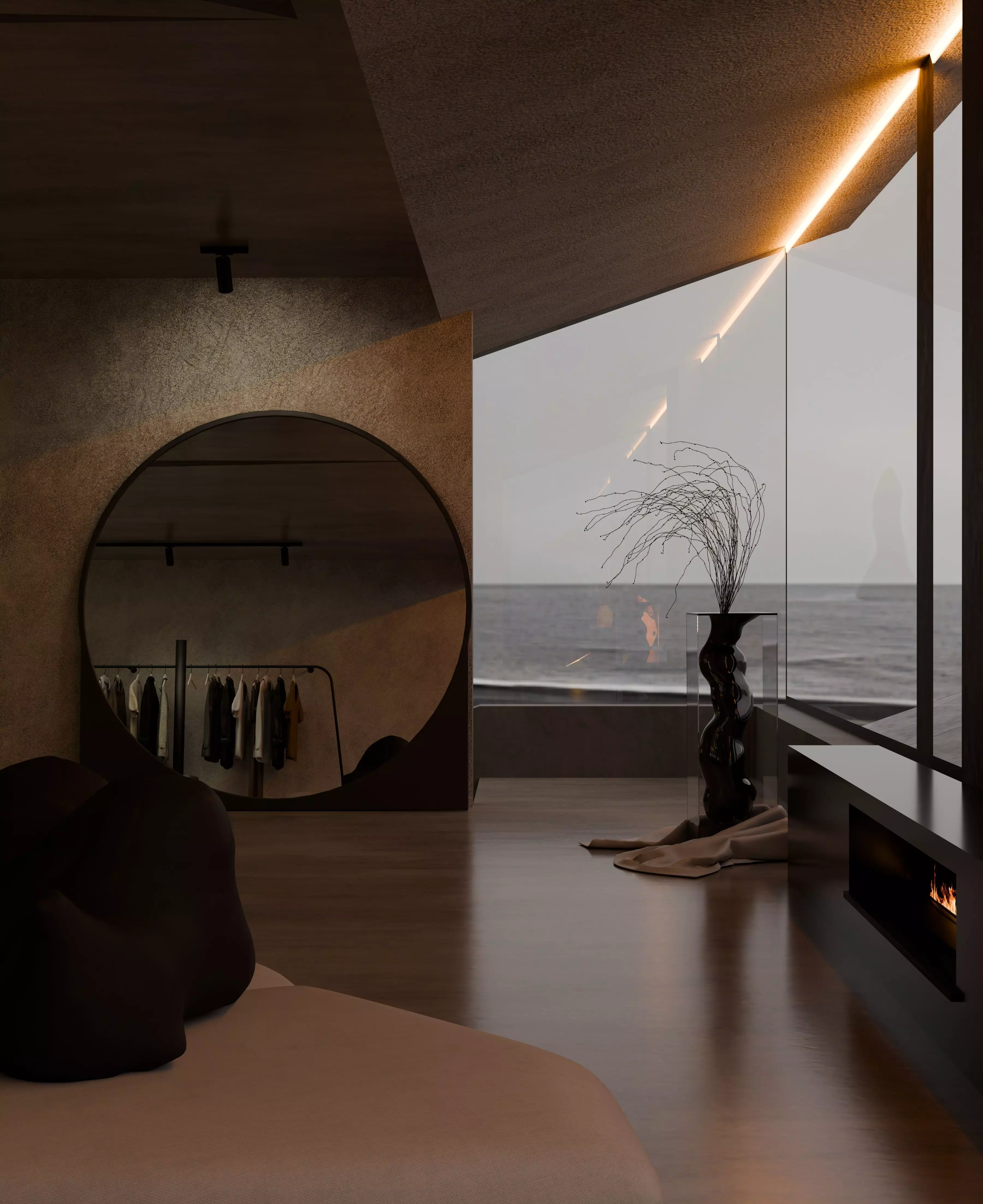 Grey Monolithic Modern House  3D model_12