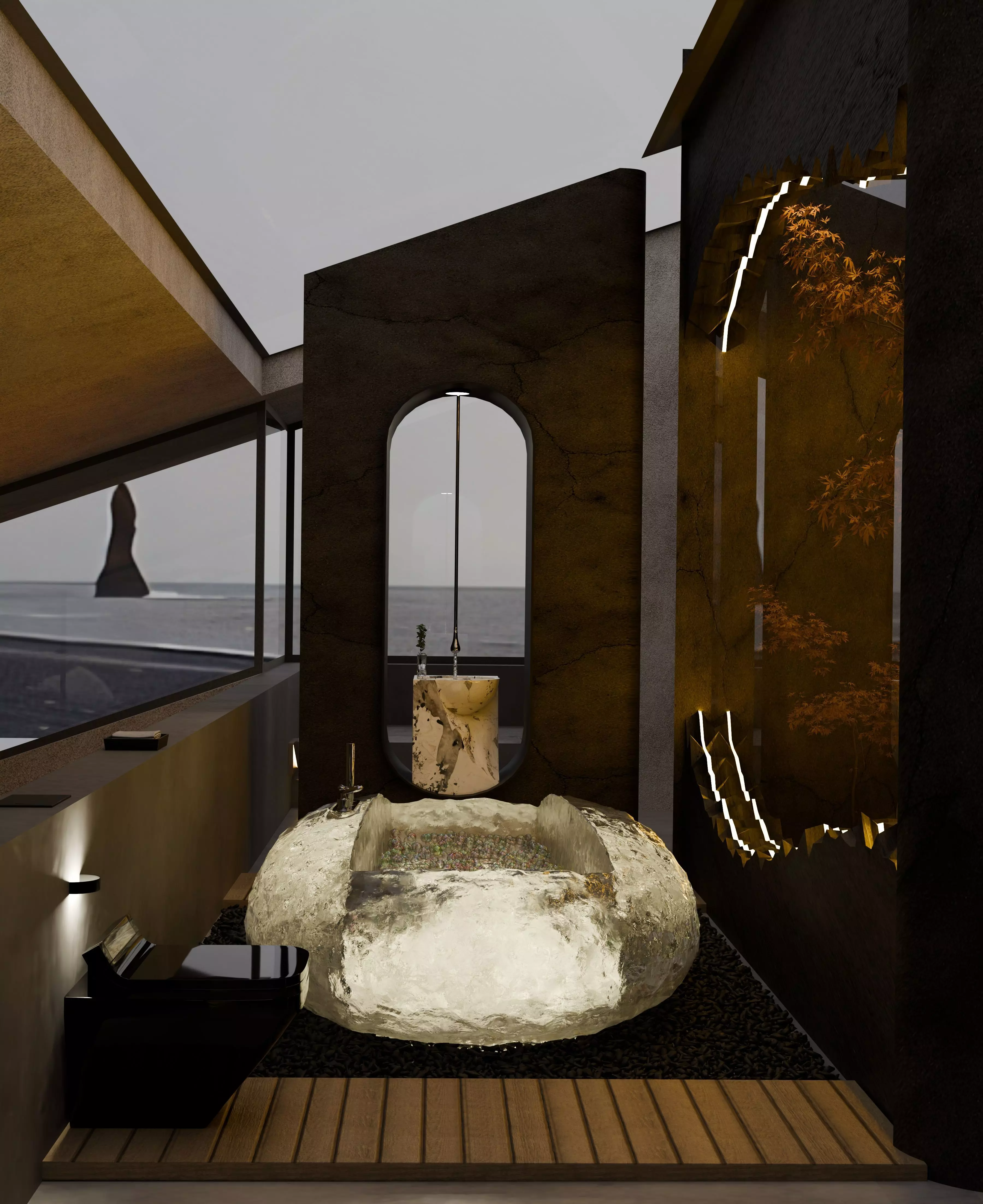 Grey Monolithic Modern House  3D model_14