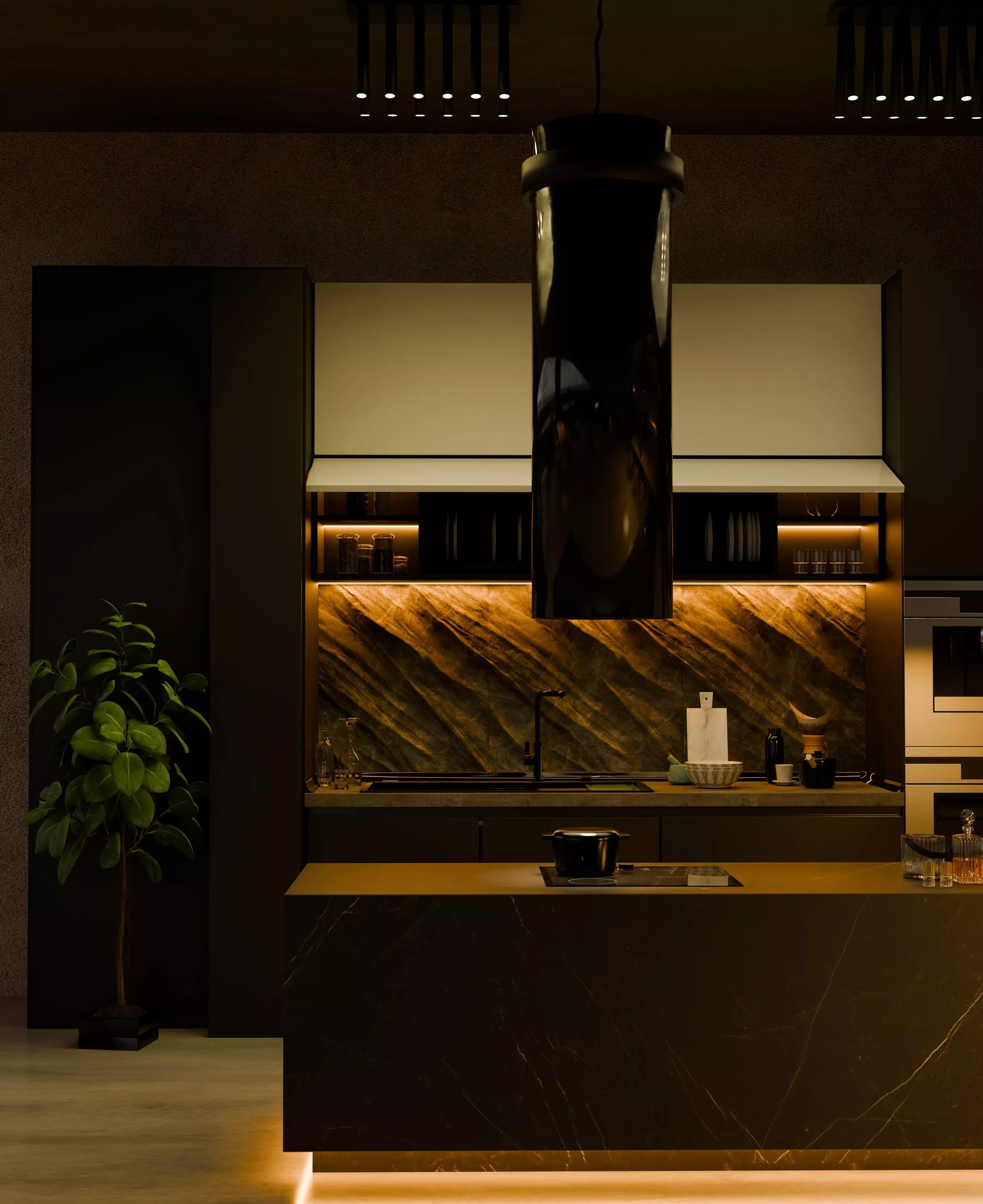 Grey Monolithic Modern House  3D model_9