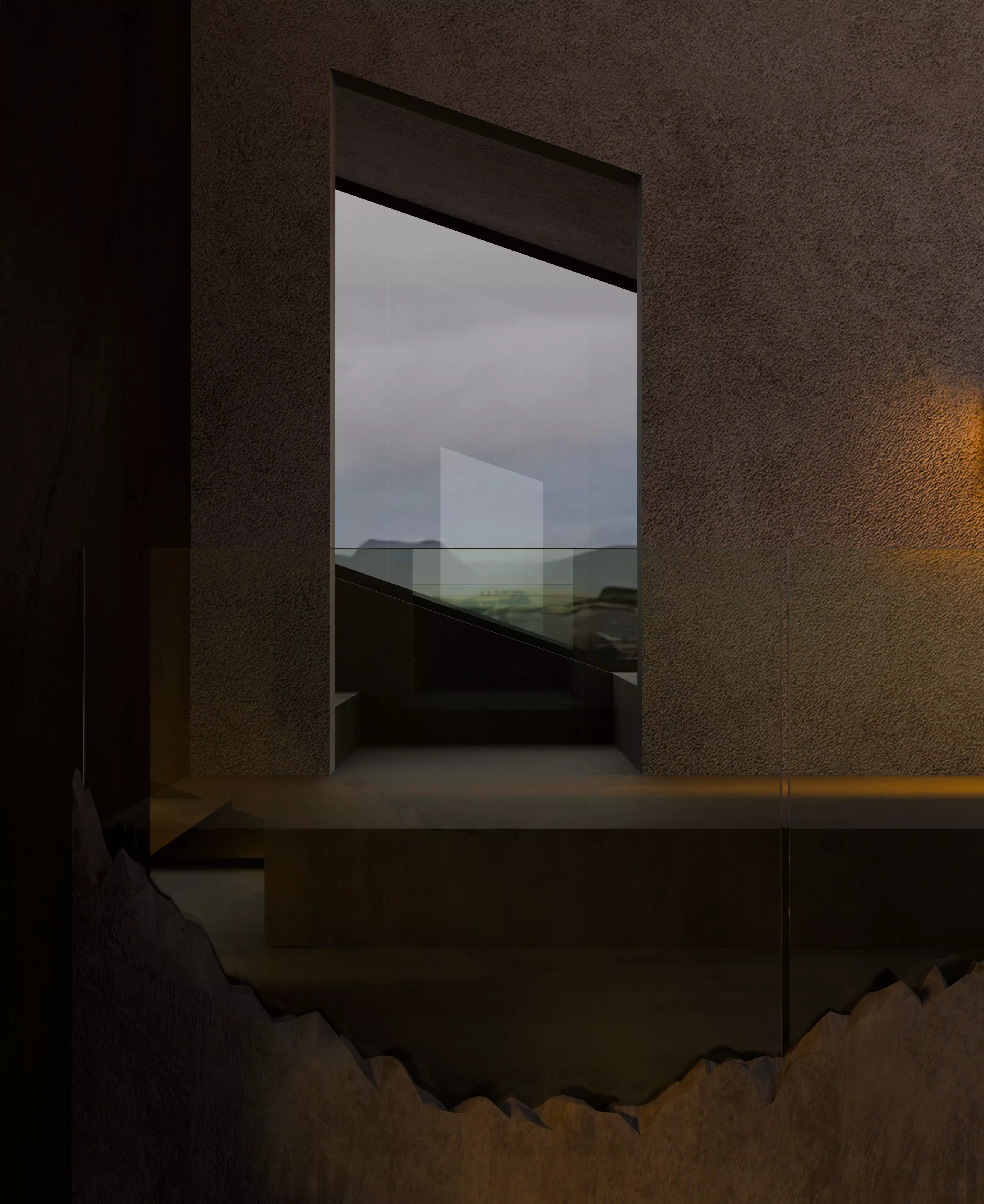 Grey Monolithic Modern House  3D model_10