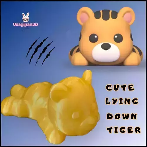 Cute Lying down Tiger 3D print model