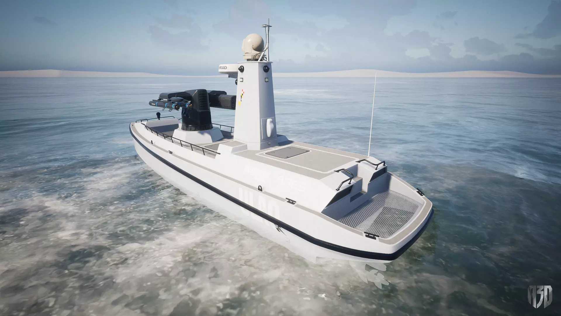 Unmanned Patrol Boat Low-poly 3D model_3
