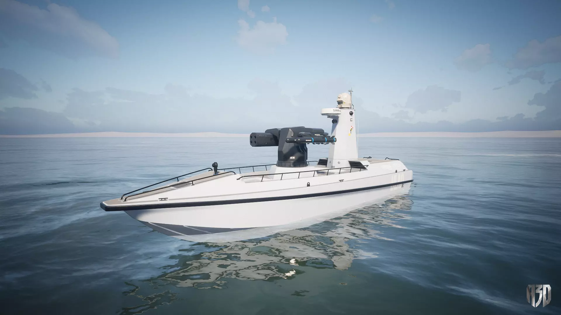 Unmanned Patrol Boat Low-poly 3D model_0