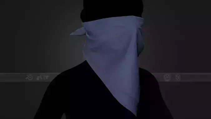 Blue Bandana Face Mask  Low-poly 3D model