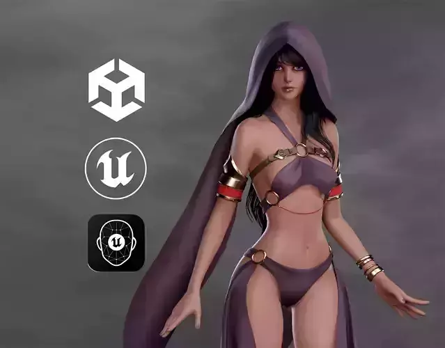 Desert Sorceress Esmarie - Game Ready Low-poly 3D model