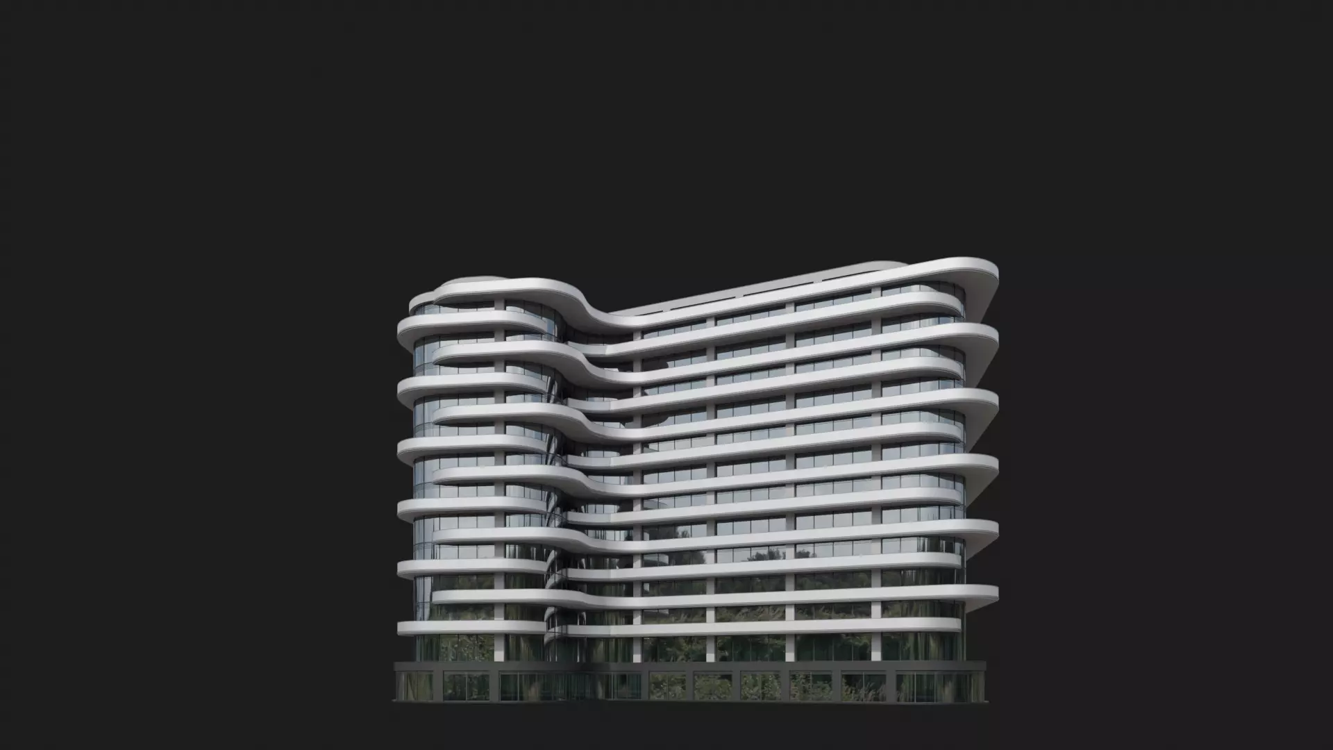 Waveform Residences Low-poly 3D model_1