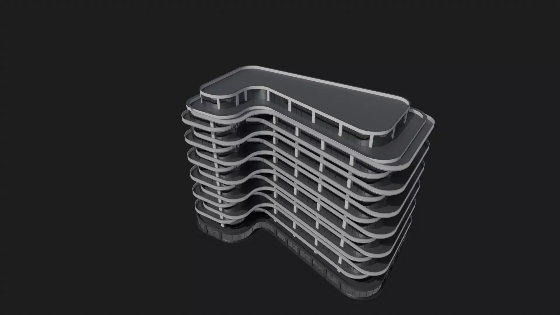 Waveform Residences Low-poly 3D model_3