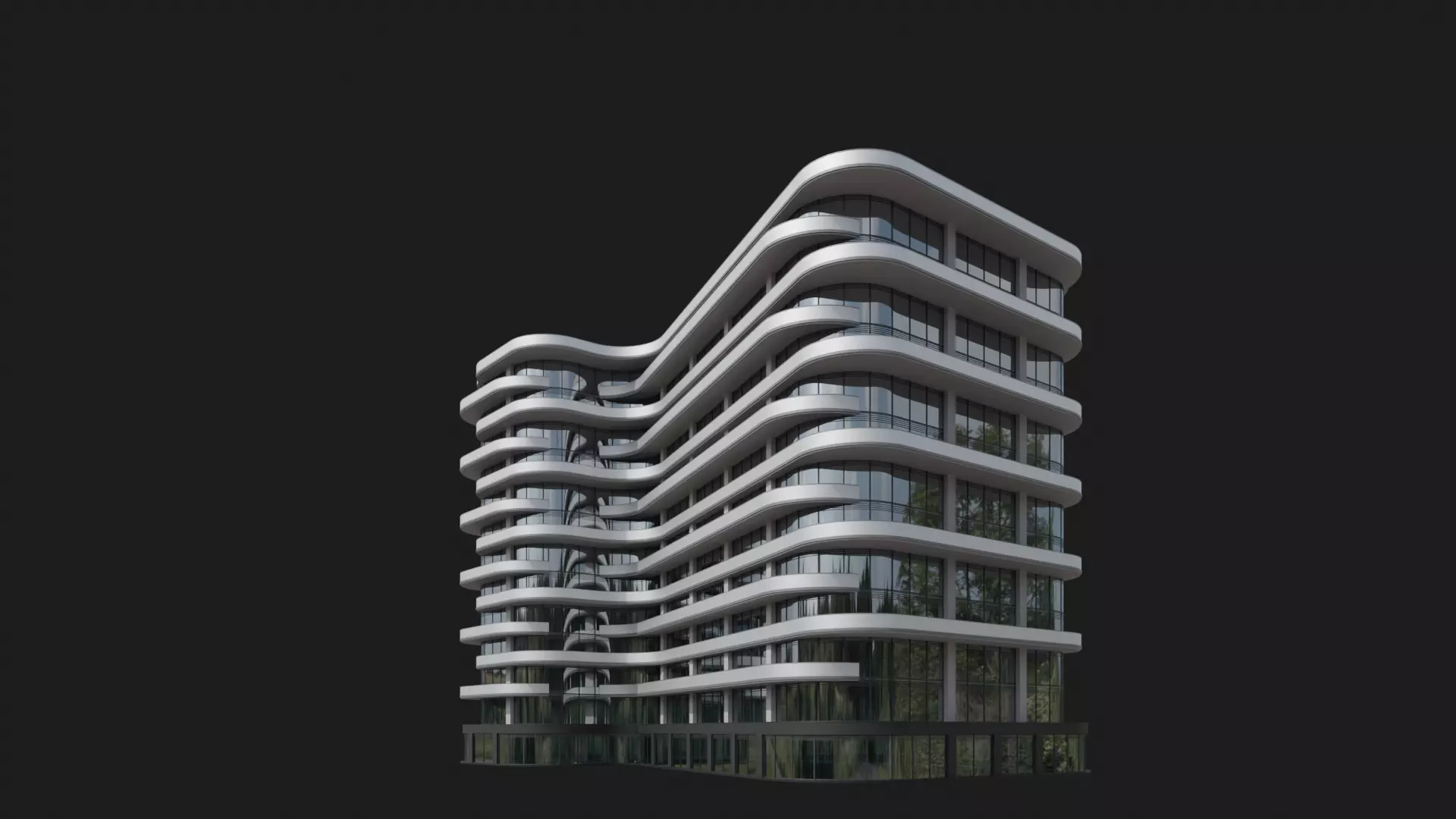 Waveform Residences Low-poly 3D model_0