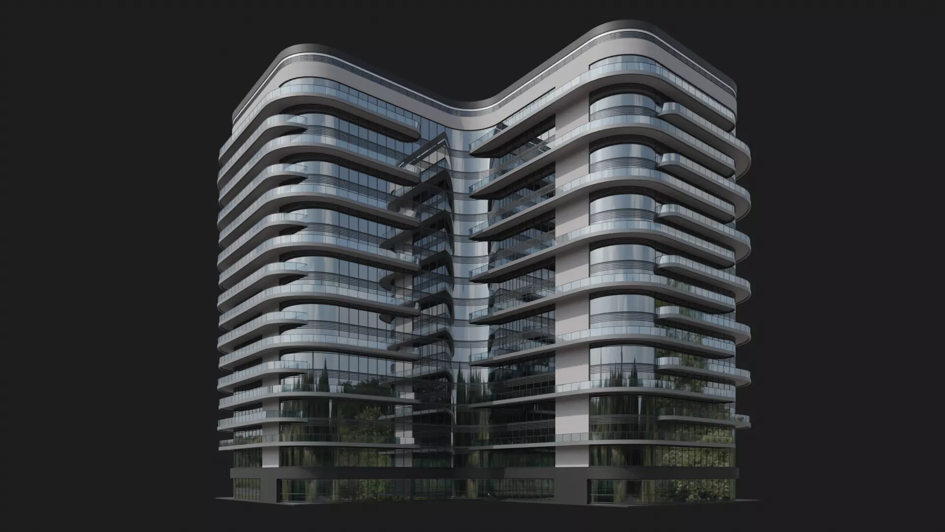 Ripple Towers Low-poly 3D model