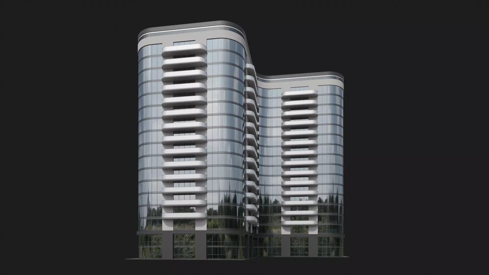 Crystal Wave Towers 3D model_1