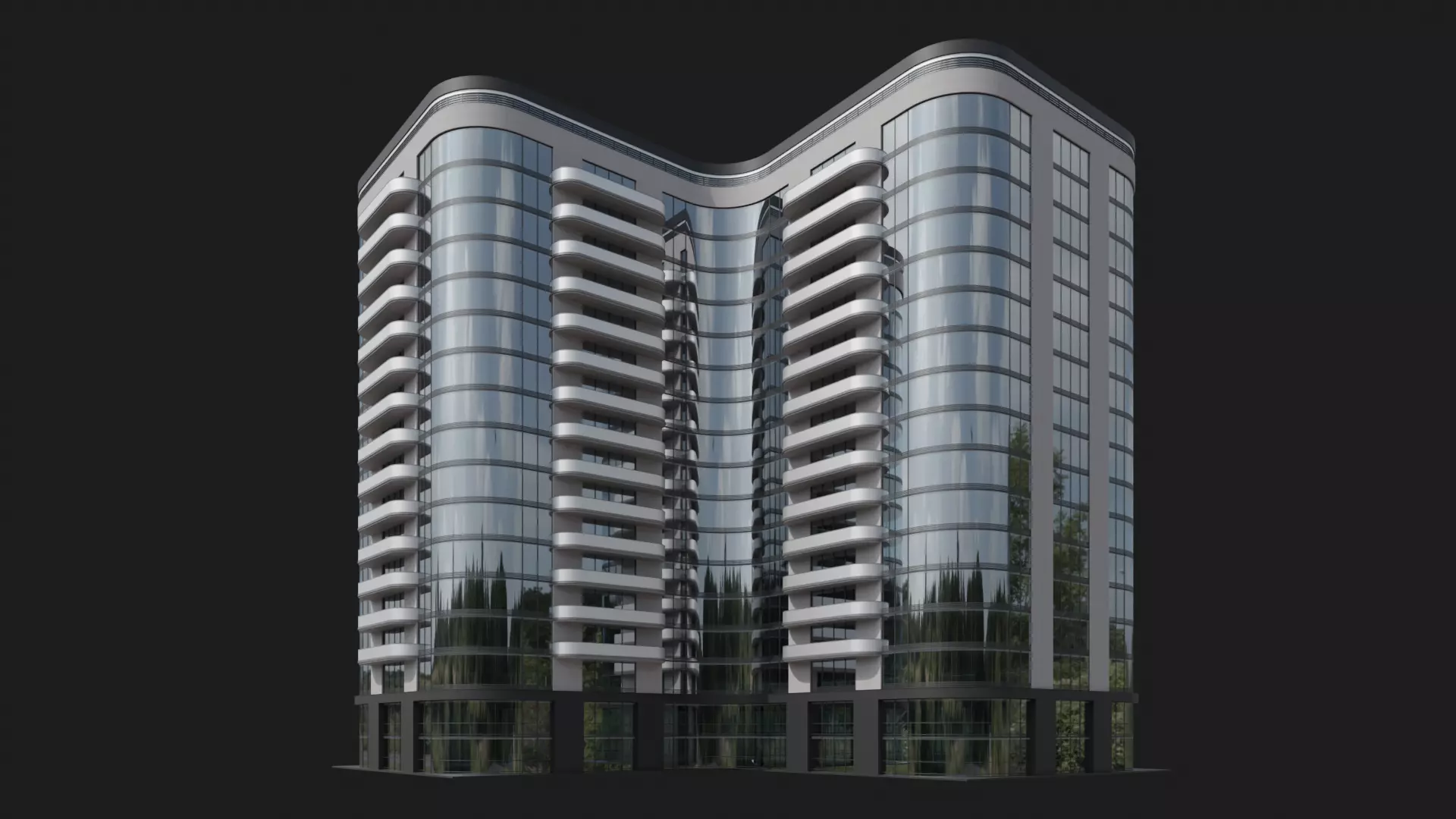 Crystal Wave Towers 3D model_0