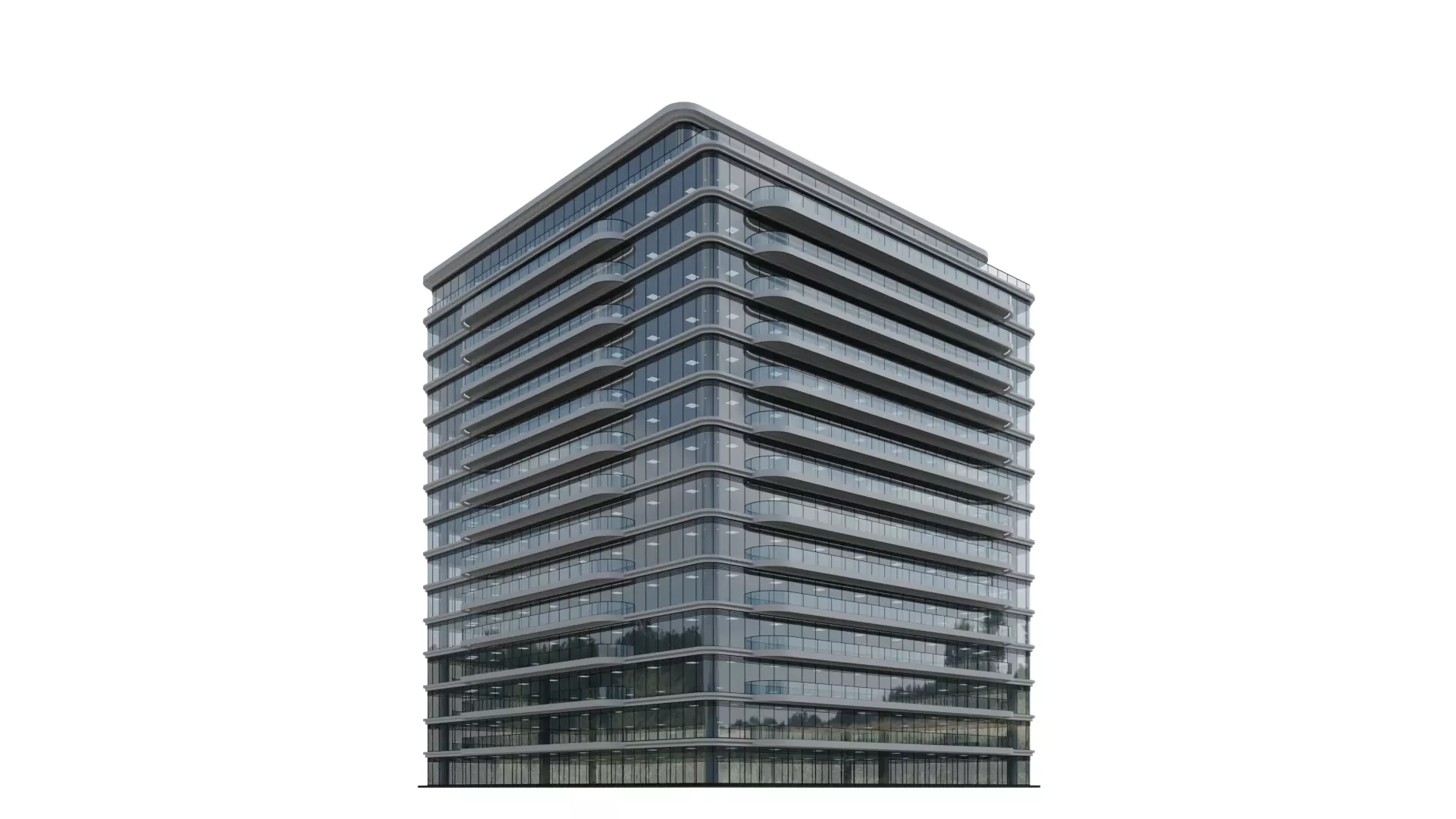 Parametric Glass Office Tower 3D model_4