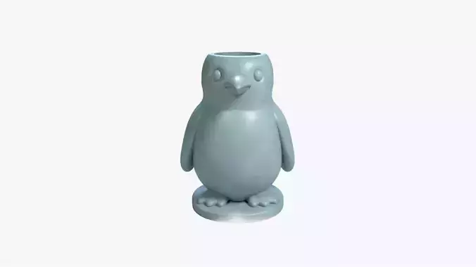 Penguin Pen Holder Cute Antarctic Desk Organizer STL File 3D  3D print model