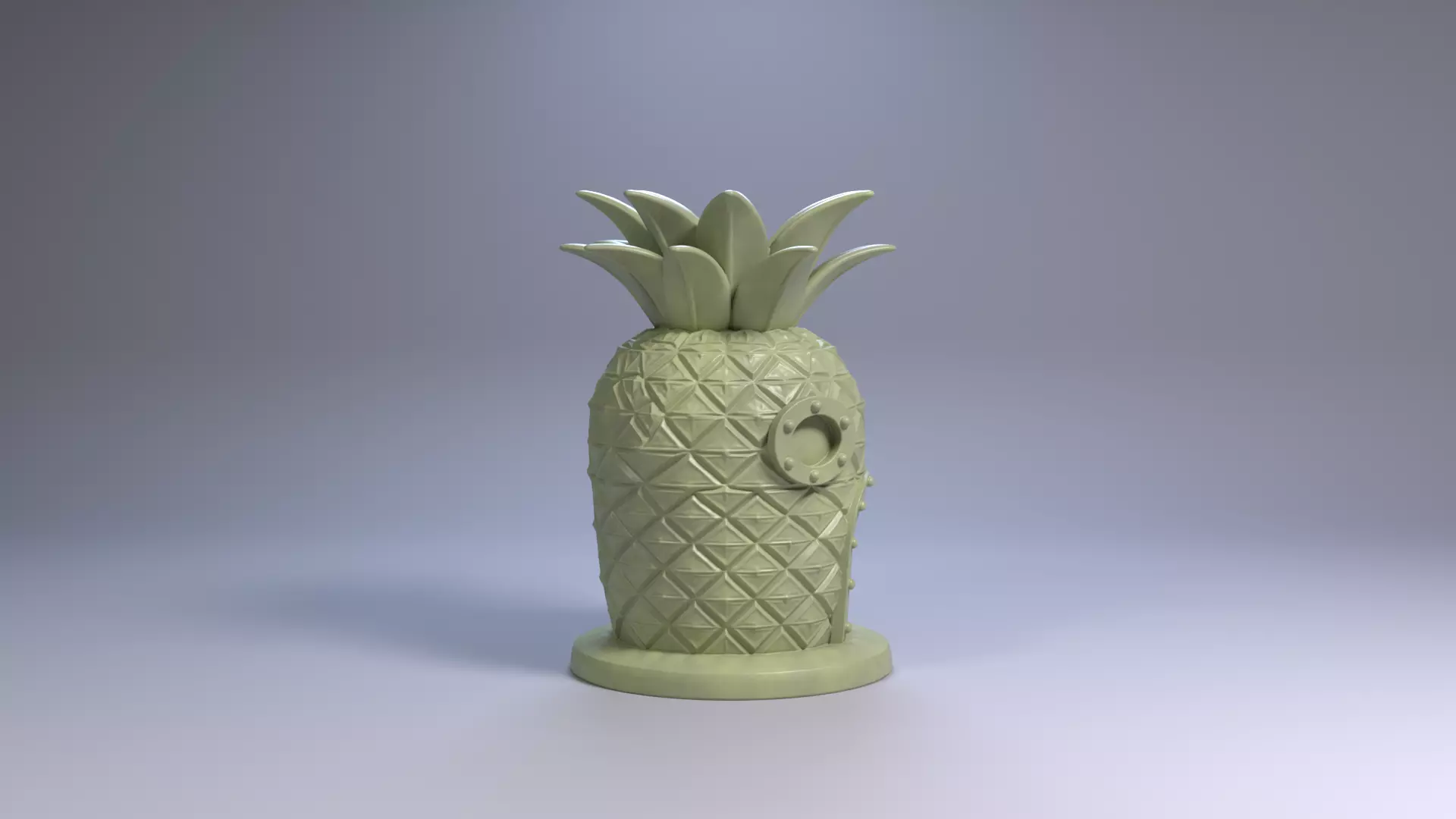 Pineapple House Pen Holder Tropical Desk Organizer STL File 3D 3D print model_5