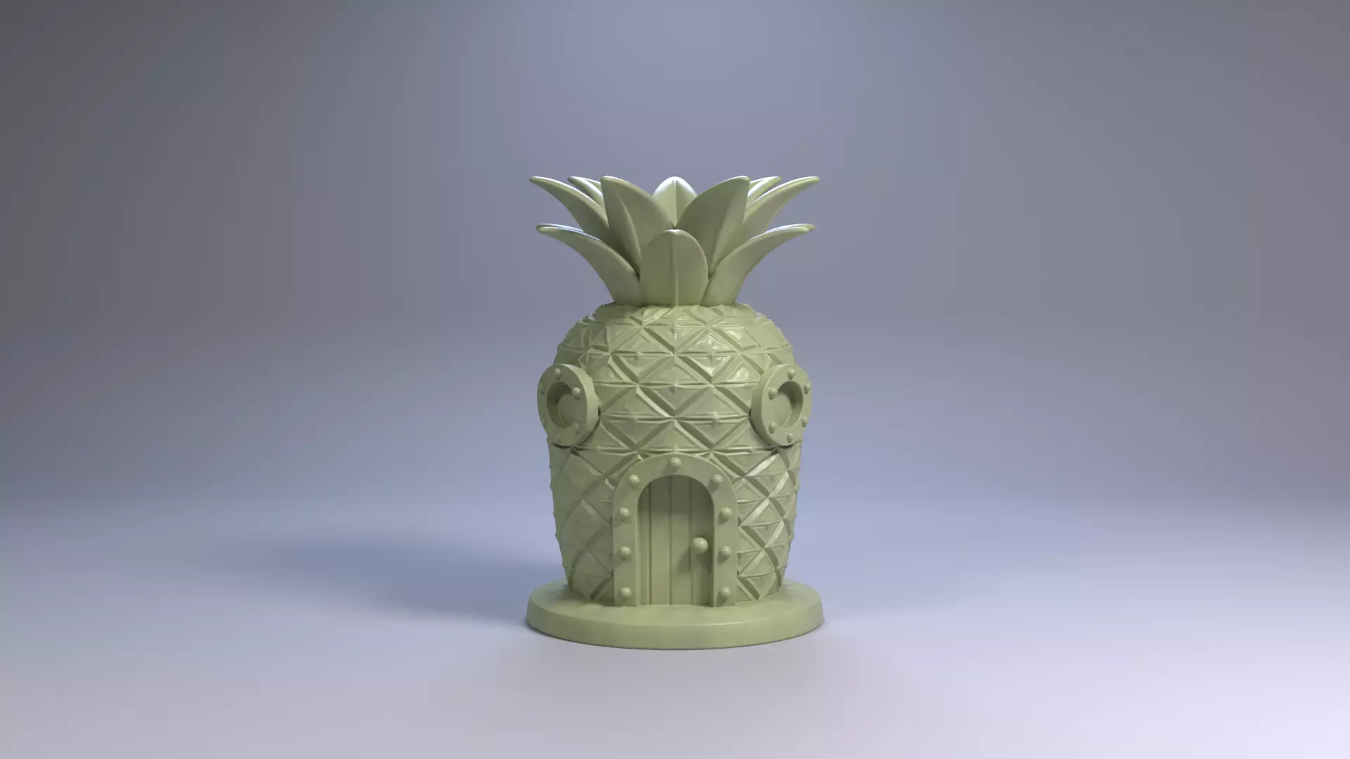 Pineapple House Pen Holder Tropical Desk Organizer STL File 3D 3D print model_2