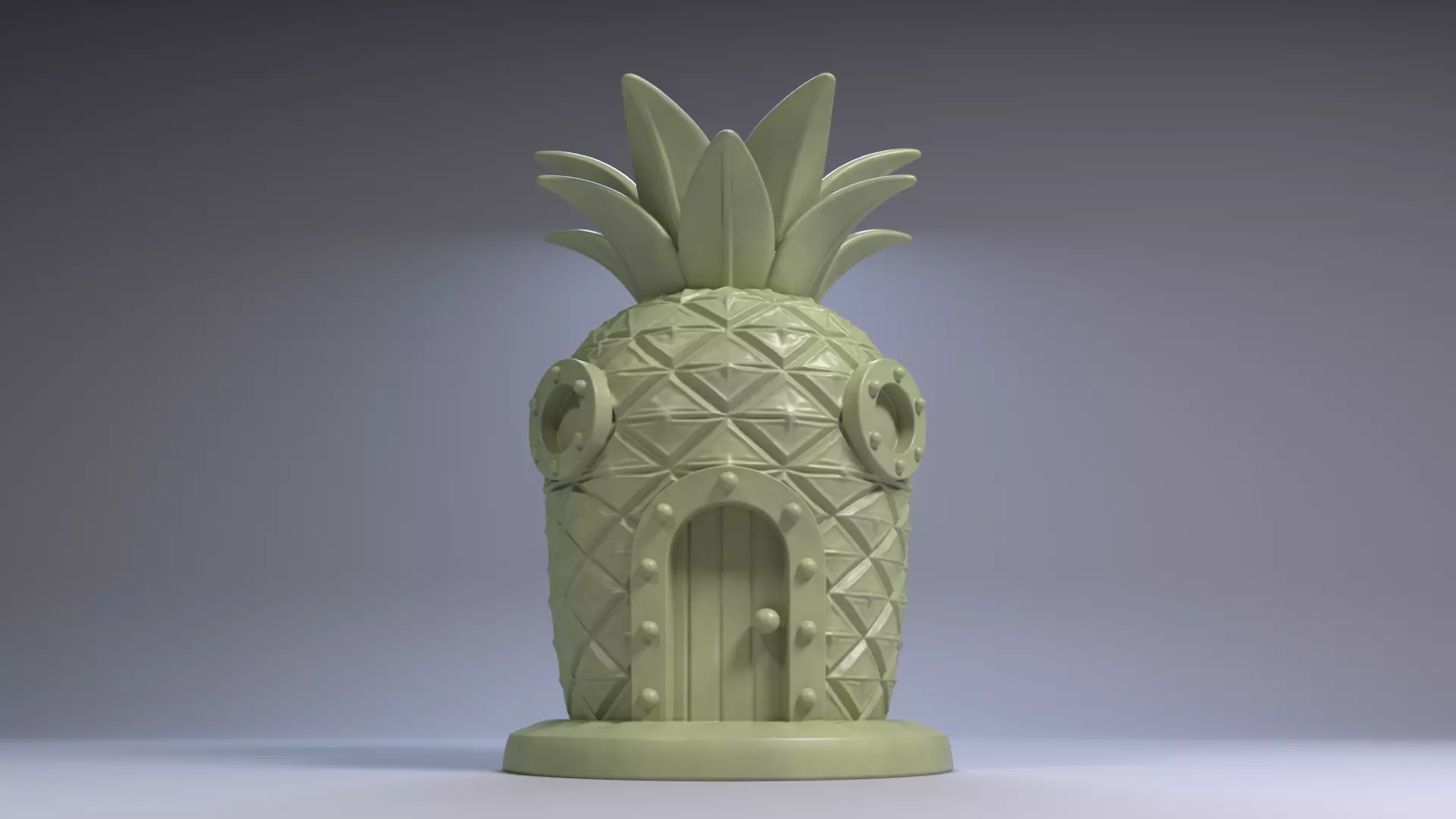 Pineapple House Pen Holder Tropical Desk Organizer STL File 3D 3D print model_7