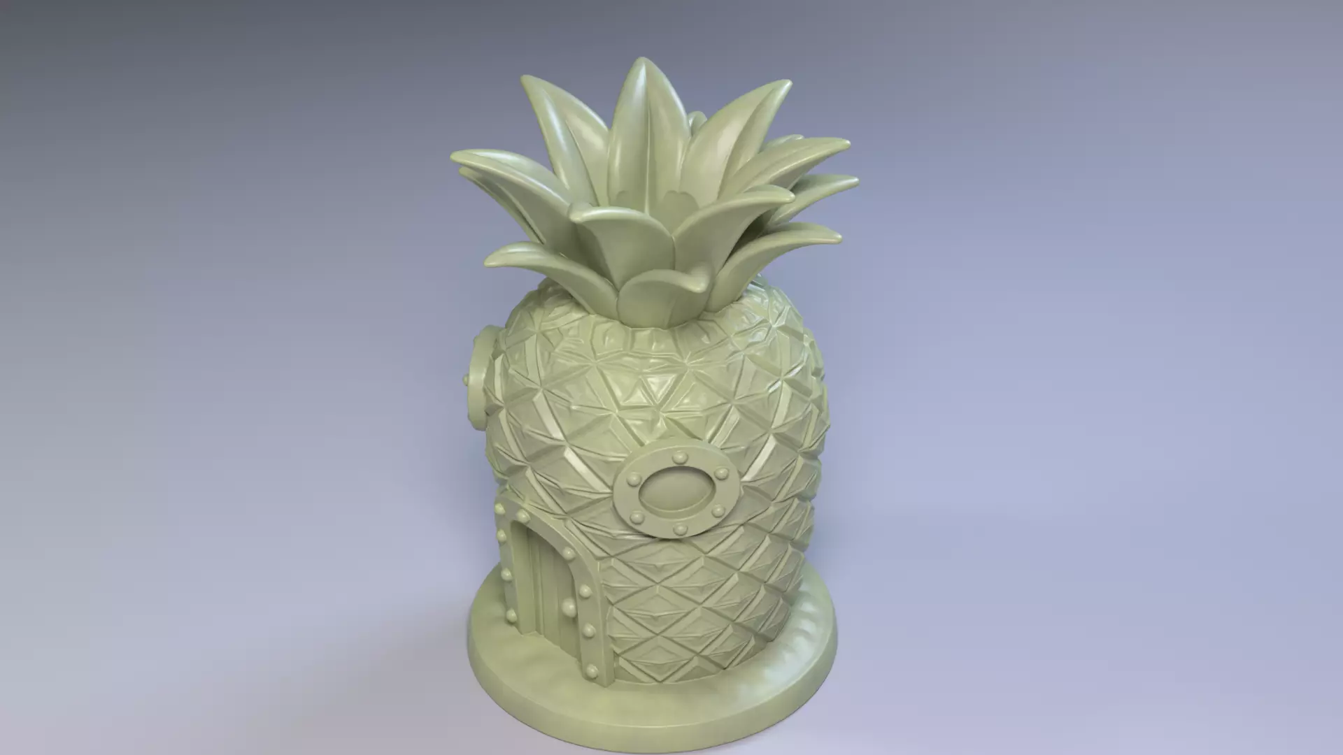 Pineapple House Pen Holder Tropical Desk Organizer STL File 3D 3D print model_6