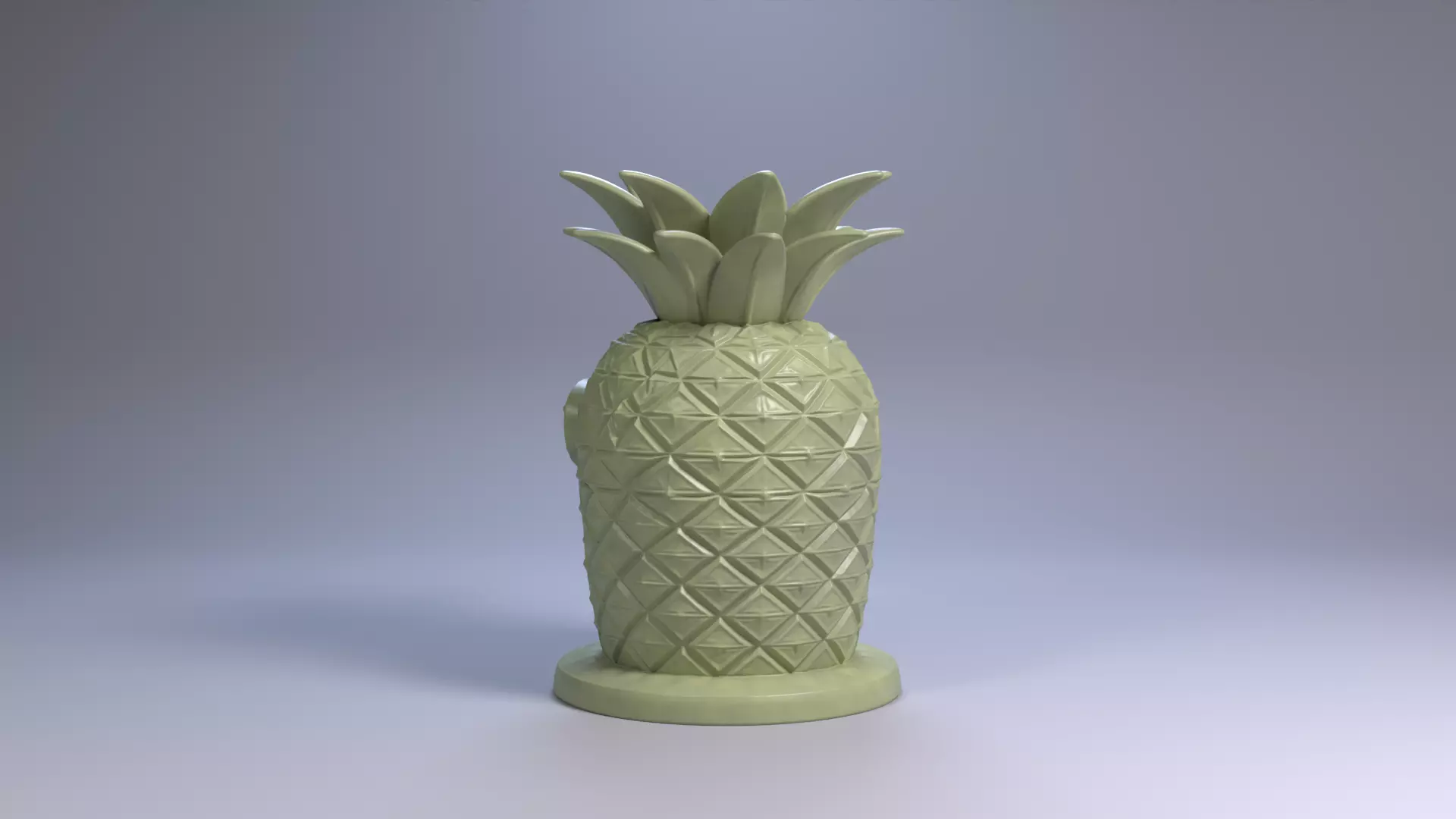 Pineapple House Pen Holder Tropical Desk Organizer STL File 3D 3D print model_18