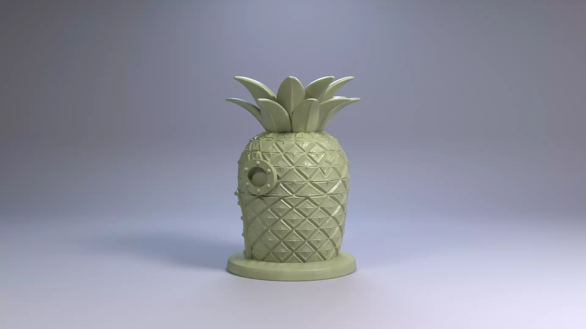Pineapple House Pen Holder Tropical Desk Organizer STL File 3D 3D print model_3