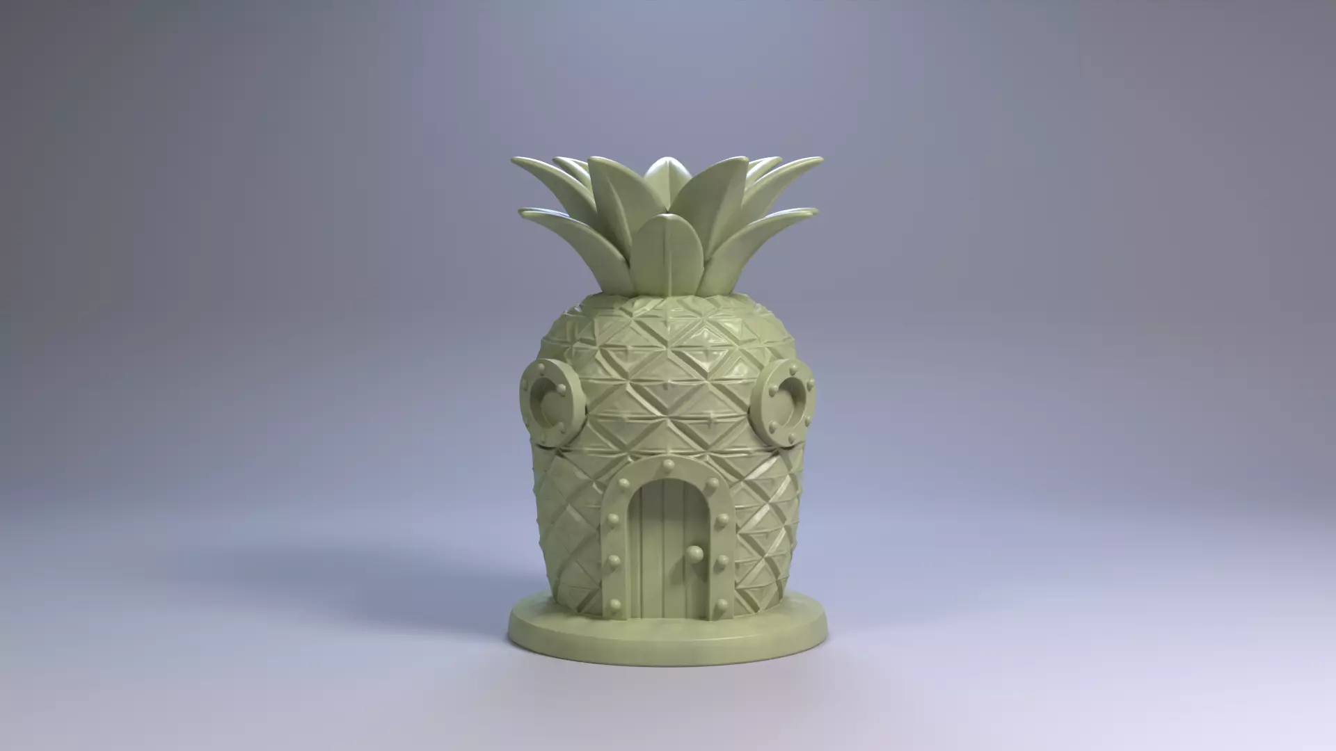 Pineapple House Pen Holder Tropical Desk Organizer STL File 3D 3D print model_24