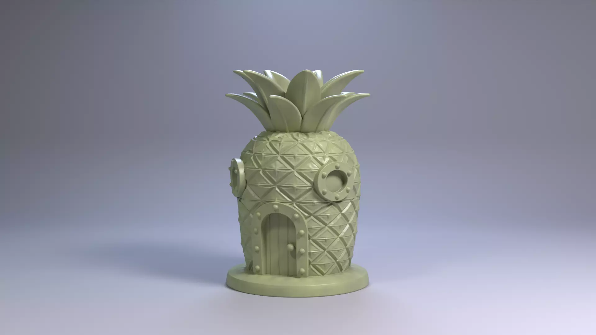 Pineapple House Pen Holder Tropical Desk Organizer STL File 3D 3D print model_13
