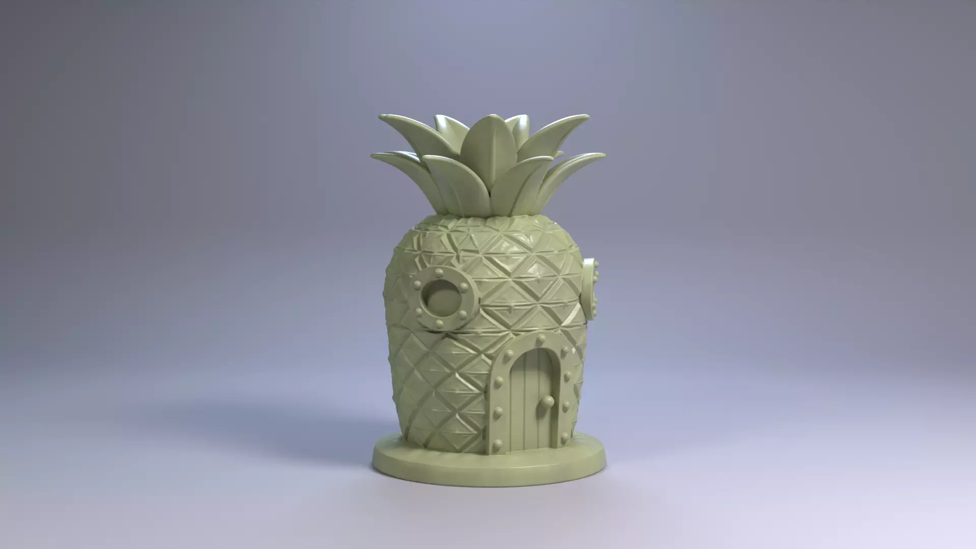 Pineapple House Pen Holder Tropical Desk Organizer STL File 3D 3D print model_22