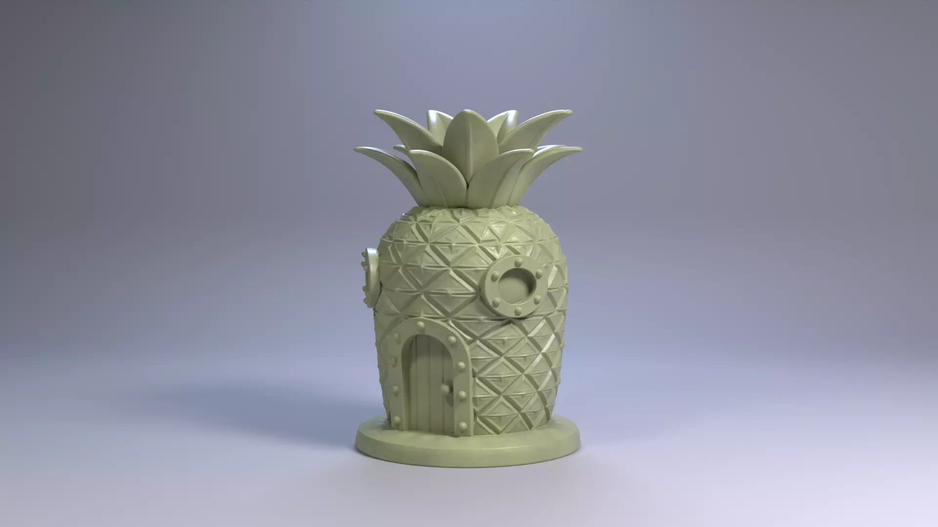 Pineapple House Pen Holder Tropical Desk Organizer STL File 3D 3D print model_14