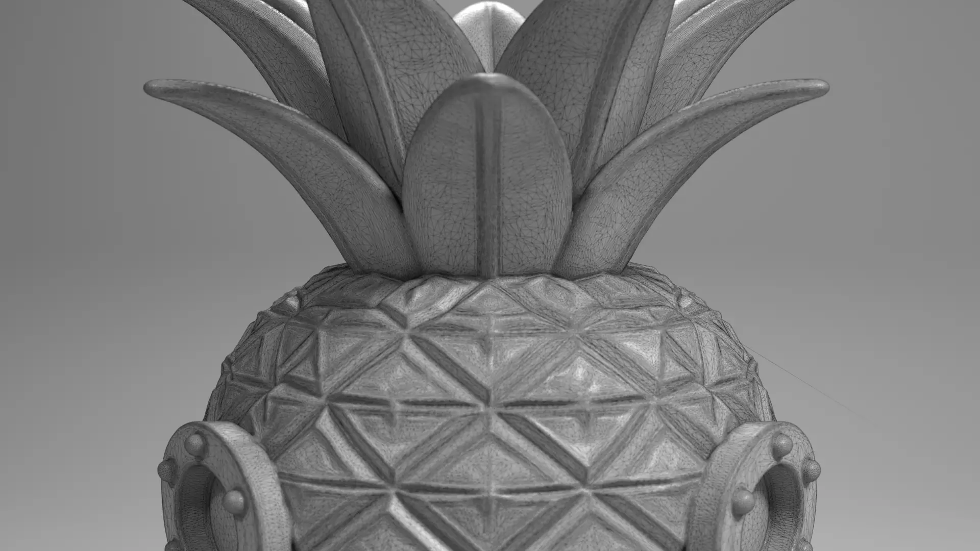 Pineapple House Pen Holder Tropical Desk Organizer STL File 3D 3D print model_11