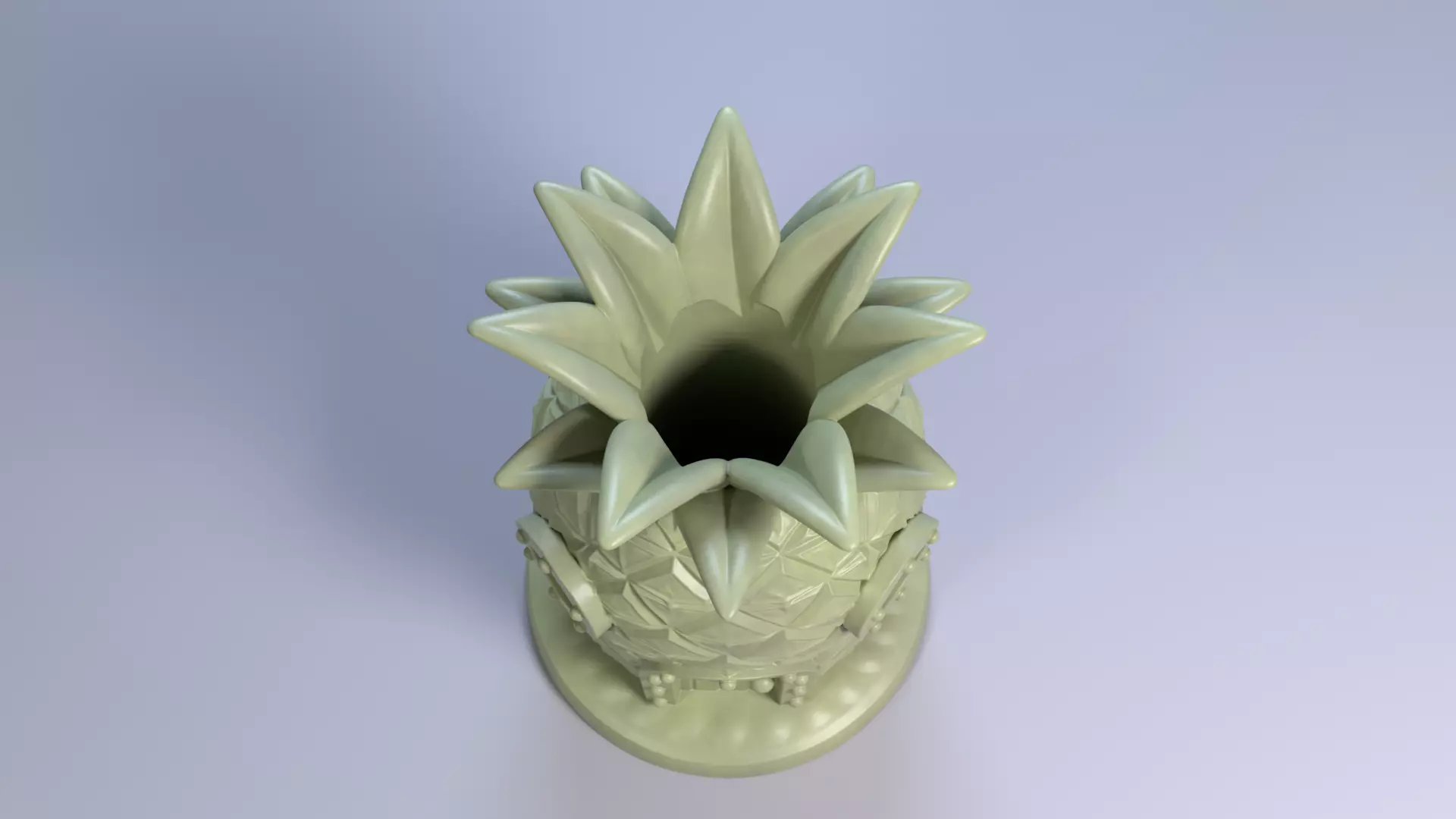Pineapple House Pen Holder Tropical Desk Organizer STL File 3D 3D print model_8