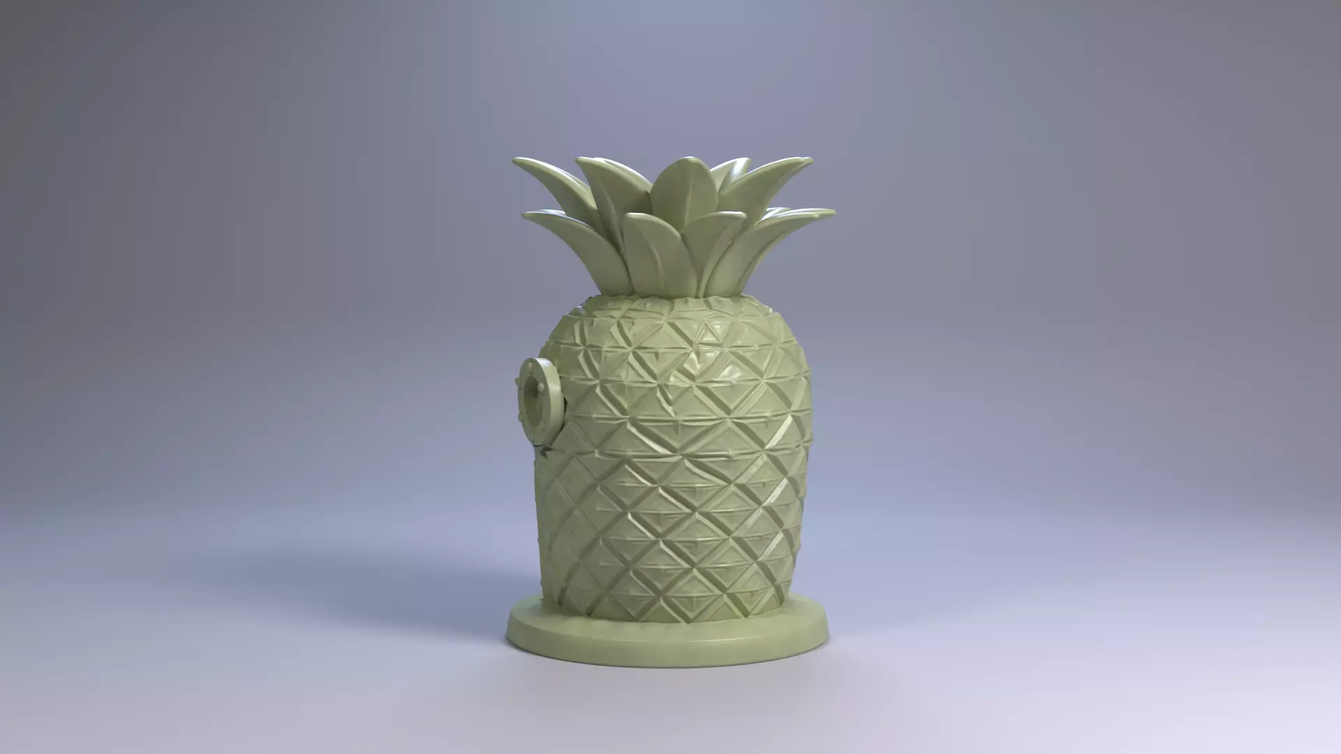 Pineapple House Pen Holder Tropical Desk Organizer STL File 3D 3D print model_17