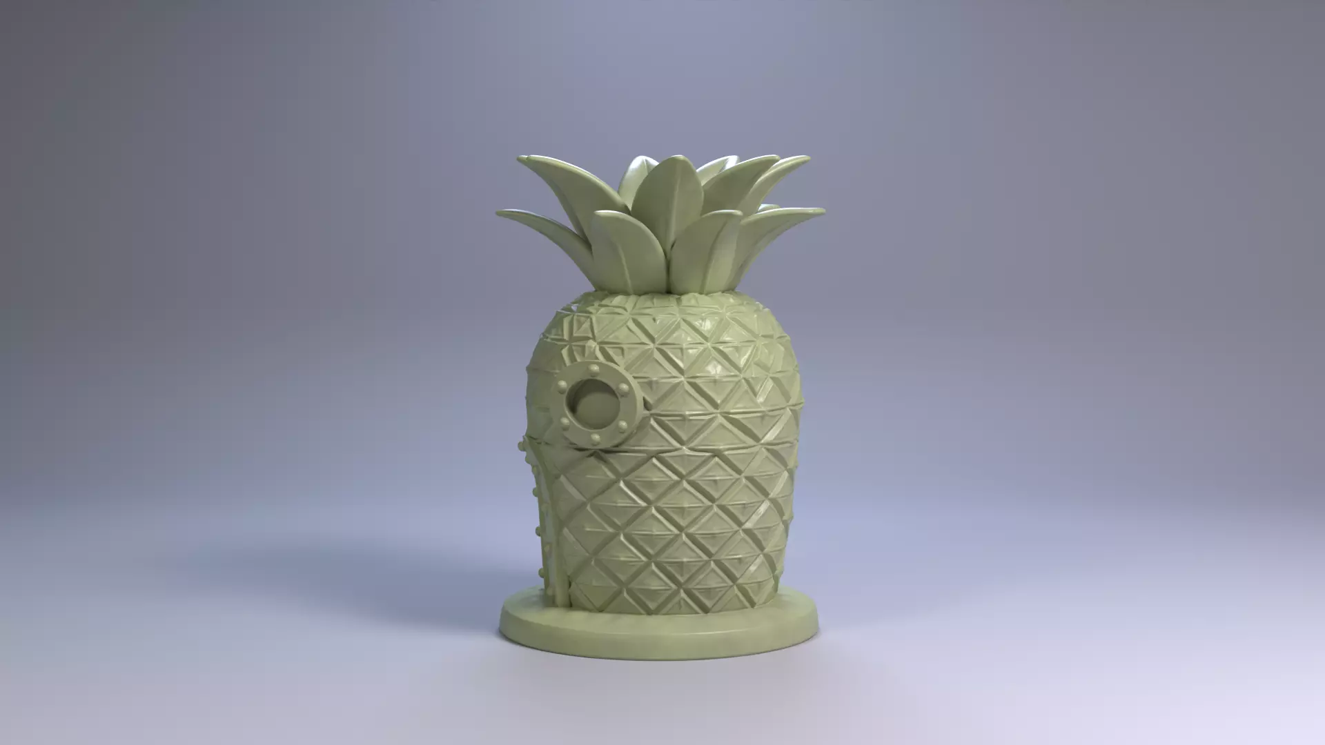 Pineapple House Pen Holder Tropical Desk Organizer STL File 3D 3D print model_16