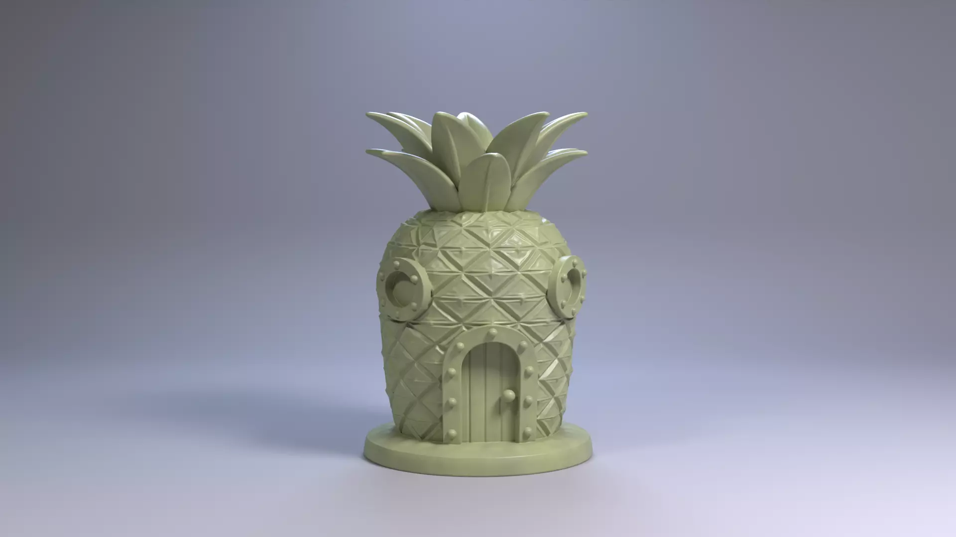 Pineapple House Pen Holder Tropical Desk Organizer STL File 3D 3D print model_23