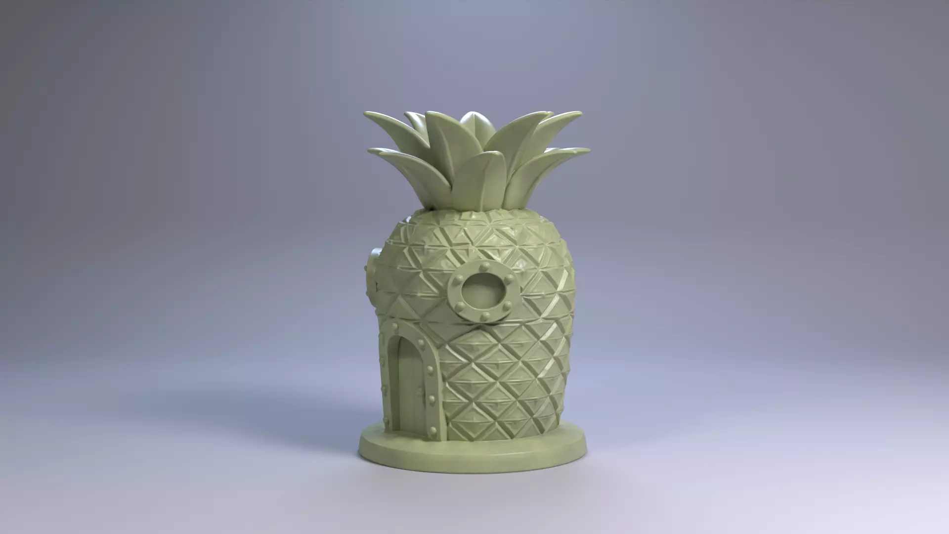 Pineapple House Pen Holder Tropical Desk Organizer STL File 3D 3D print model_15