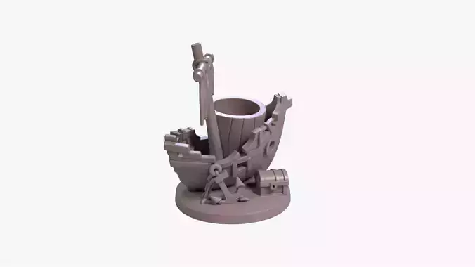 Pirate Shipwreck Pen Holder Sunken Treasure Desk Organizer STL 3D print model