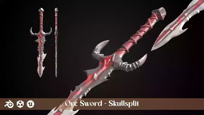 Stylized Orc Sword - Skullsplit - Game Ready