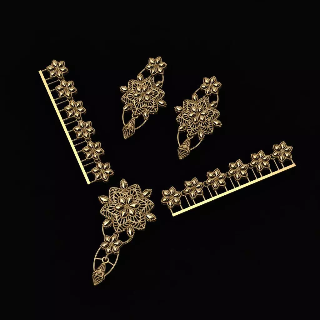 Beautiful Arabic Locket Sets with Chains 3D print model_5