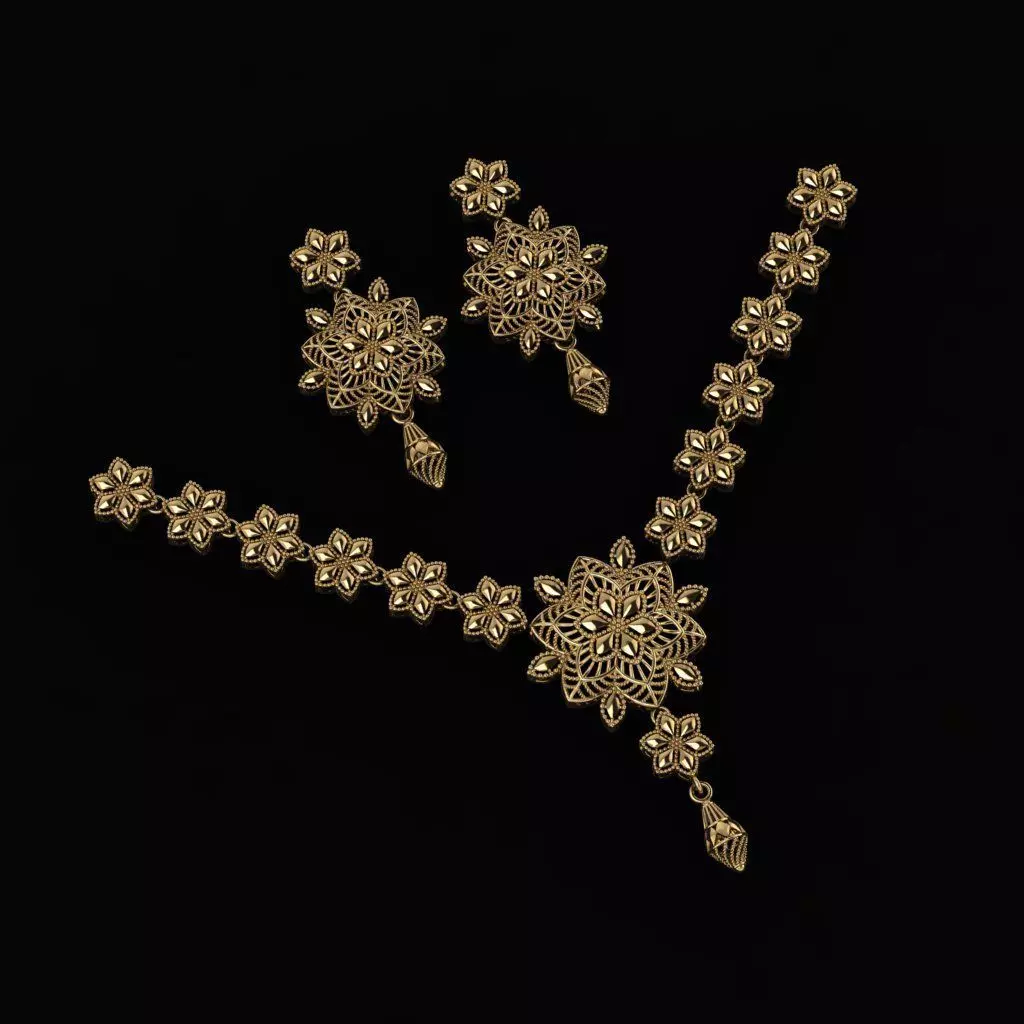 Beautiful Arabic Locket Sets with Chains 3D print model_3