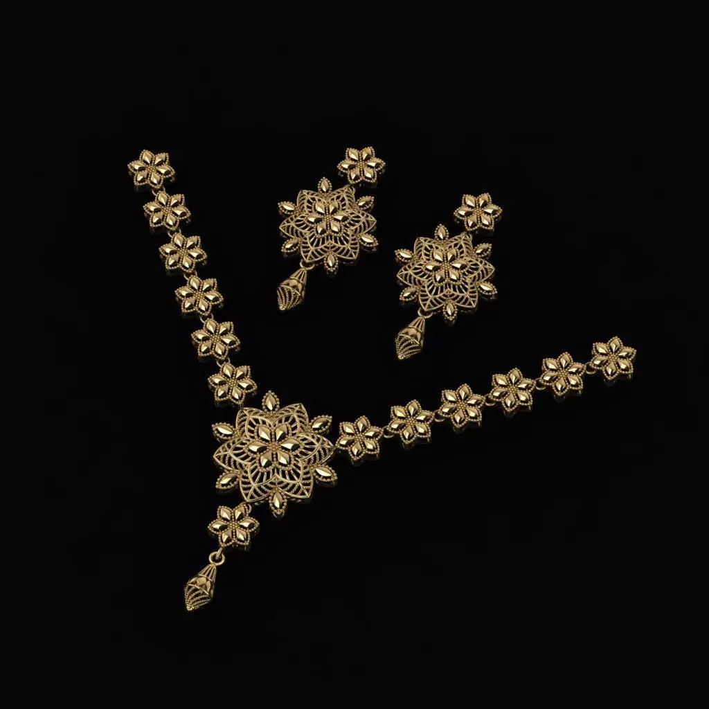 Beautiful Arabic Locket Sets with Chains 3D print model_1