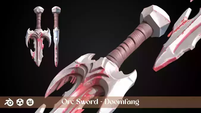 Stylized Orc Sword - Doomfang - Game Ready